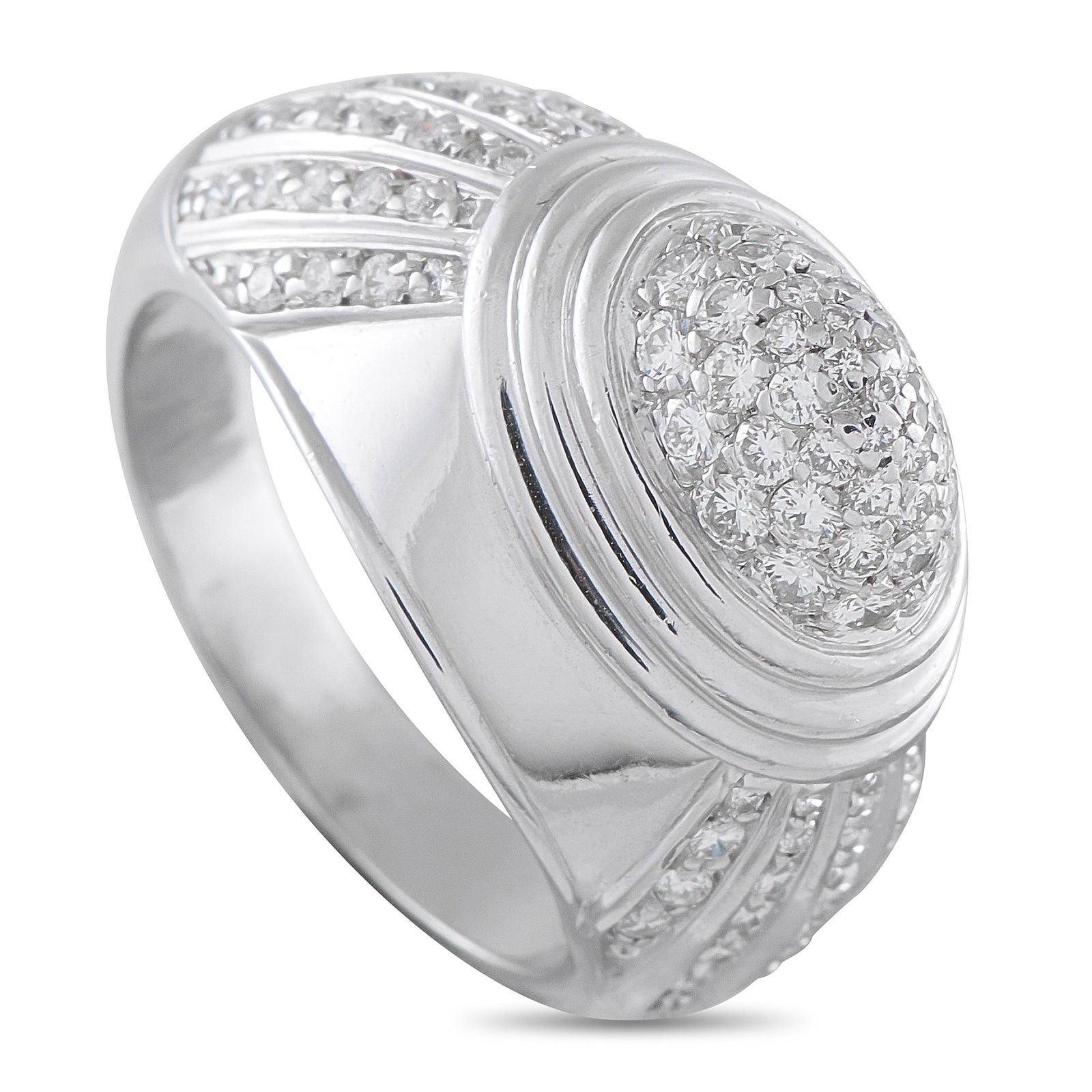 Boucheron18K White Gold 1.0ct Diamond Ring: A dramatic 18K White Gold setting makes this Boucheron ring a uniquely elegant piece that will continually impress. Sleek and stylish, sparkling Diamonds with a total weight of 1.0 carats ensure it wi