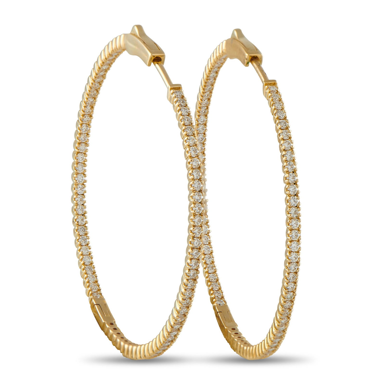 Exclusive 14K Yellow Gold 1.54ct Diamond Inside-Out Hoop Earrings: No jewelry collection is complete without a stylish pair of hoop earrings. Elegant and perfectly understated, the opulent 14K Yellow Gold settings are elevated by Diamonds with a total weight of 1.54