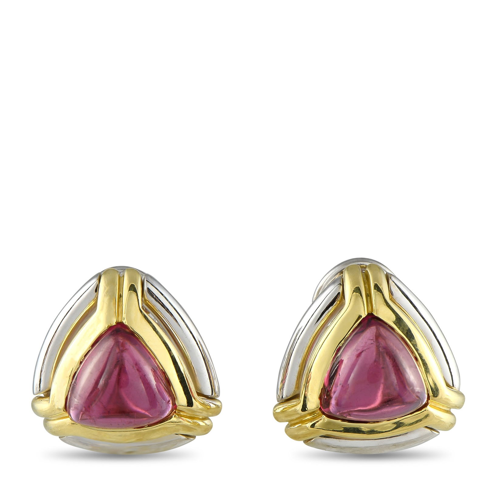 H. Stern18K Yellow Gold Tourmaline Earrings: These H. Stern earrings exude a timeless sense of sophistication. At the center of the multi-hued 18K Yellow Gold setting, a triangular Tourmaline gemstone serves as a stunning focal point. Each one m
