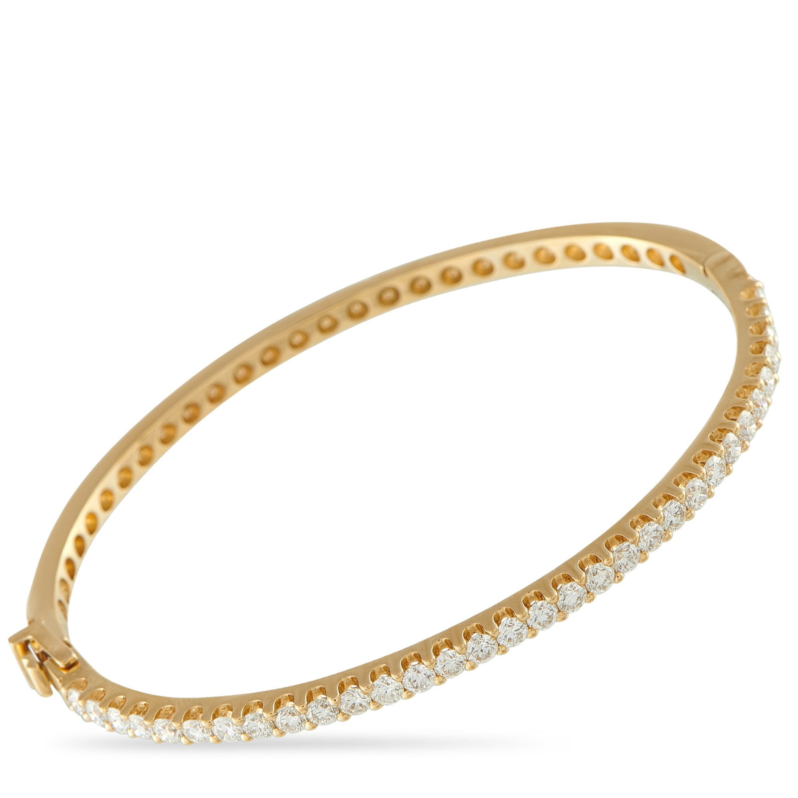 Exclusive 14K Yellow Gold 2.08ct Diamond Tennis Bangle: The diamond bracelet that will work seamlessly across your entire wardrobe. This Exclusive bangle is done in 14K yellow gold and features a continuous line of brilliant diamonds. Its rigid form preser