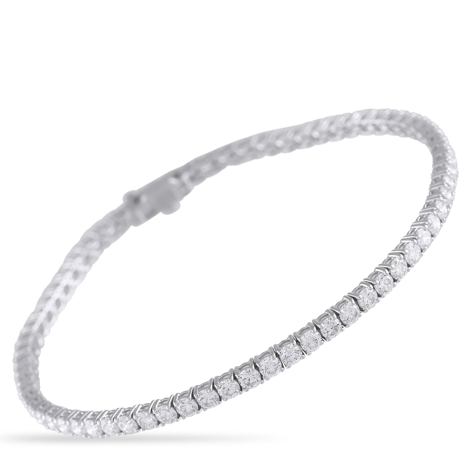 Exclusive 14K White Gold 4.76ct Diamond Tennis Bracelet: Elegant and perfectly understated, this 14K White Gold tennis bracelet is the perfect luxury piece for everyday wear. This simple accessory sparkles every time it catches the light thanks to Diamonds