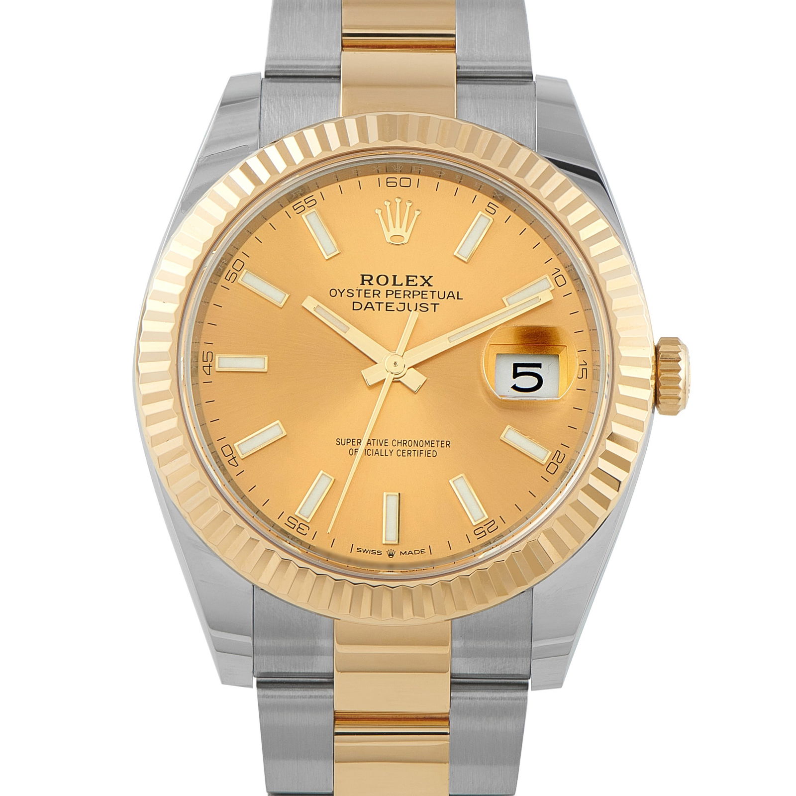 Rolex Datejust 41 Champagne Dial Two-Tone Oyster Watch 126333: The Datejust 41 is one of Rolex ’s most popular watches, and for good reason. Ref. 126333 provides the classic two-tone (or “bimetal”) Datejust aesthetic in a modern, but not overbearing, si
