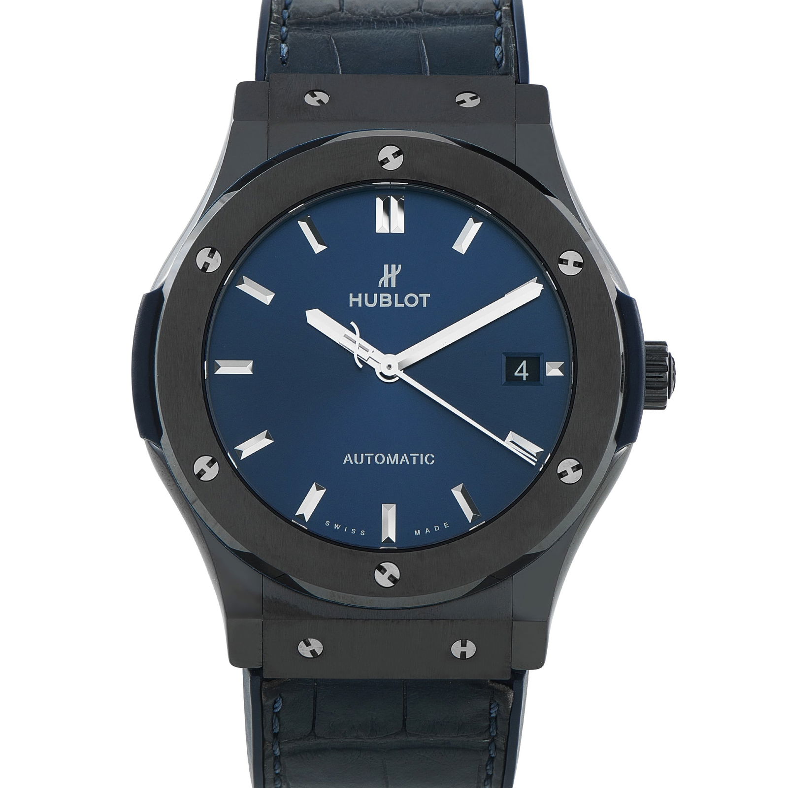 Hublot Classic Fusion Blue Dial Ceramic Watch 511.CM.7170.LR: Modern in material, understated in presence, and versatile. Hublot’s Classic Fusion ref. 511.CM.7170.LR pares the brand’s design language back to its essentials. It features a commanding 45mm blac