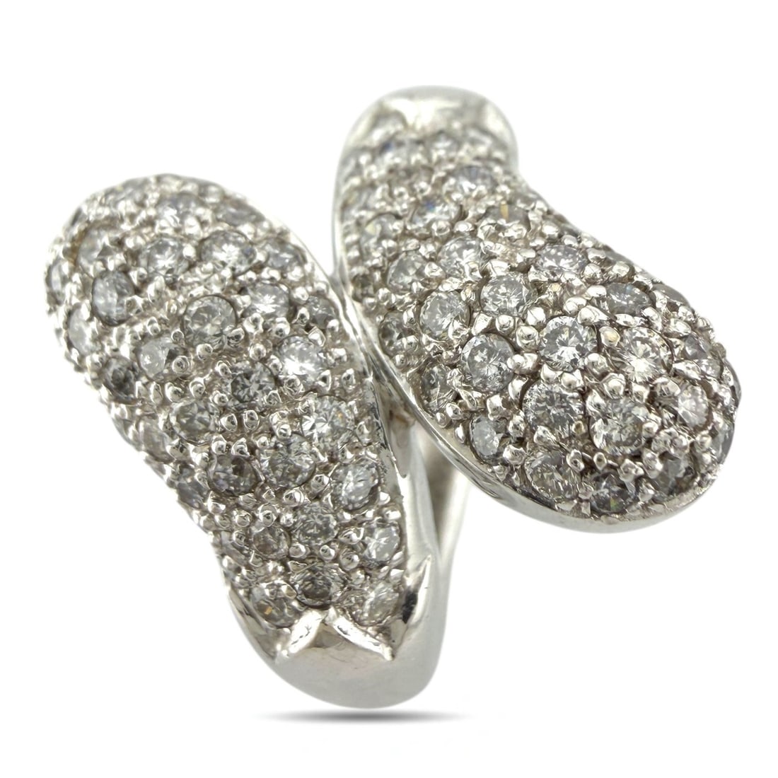 Ring - 14 kt. White gold, Exclusive 14K White Gold Twisting 1.08ct Diamond Ring - 1.08ct. tw.: Exclusive 14K White Gold Twisting 1.08ct Diamond RingThis elegant ring is crafted in 14K white gold and designed with a graceful twisting motion, where two sweeping sections rise from the base and cur