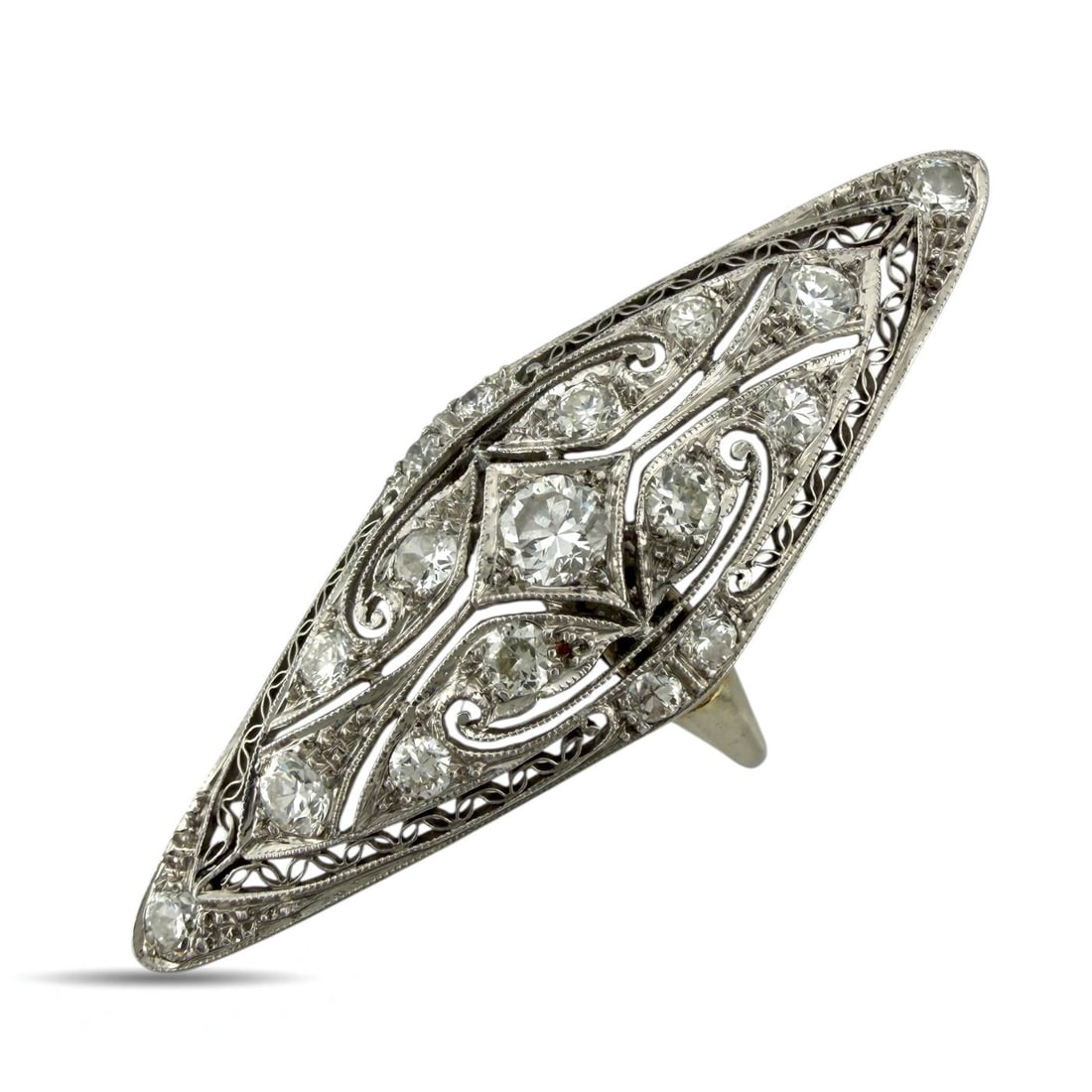 Ring - 14 kt. Exclusive Art Deco 14K White Gold 1.25ct Diamond Ring, White gold - 1.25ct. tw. (1 of 6)