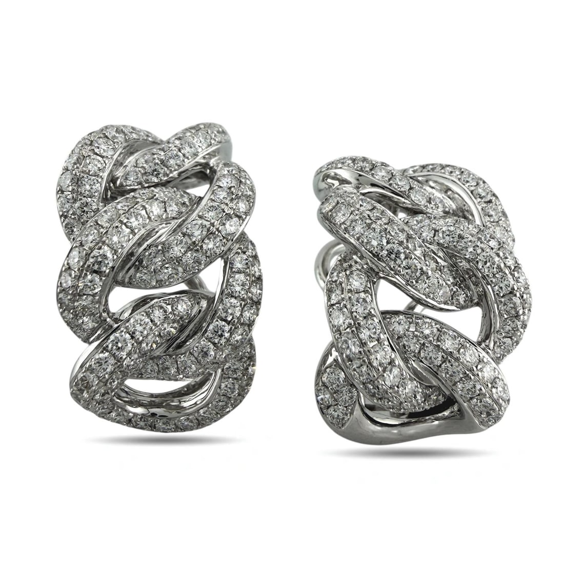 Earrings - 18 kt. White gold, Exclusive 18K White Gold 3.78ct Diamond Dangle Earrings - 3.78ct. tw.: Exclusive 18K White Gold 3.78ct Diamond Dangle EarringsThese striking 18 karat white gold earrings are richly set with an exceptional concentration of diamonds, creating a luminous surface that reflec