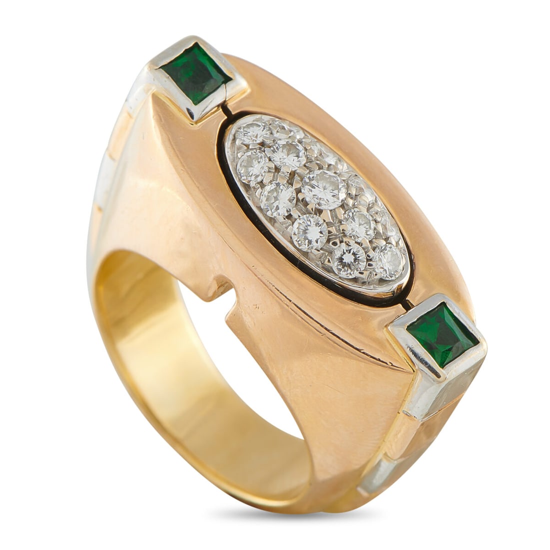 LA NOUVELLE BAGUE 18K Rose Gold 0.42ct Diamond and Tsavorite Ring: LA NOUVELLE BAGUE 18K Rose Gold 0.42ct Diamond and Tsavorite Ring METAL & STONES Metal 18K Rose Gold Stones Diamond, Tsavorite Diamond Carat 0.42 Gemstone Carat 0.22 Stamp 750 DIMENSIONS Size US 5.5,