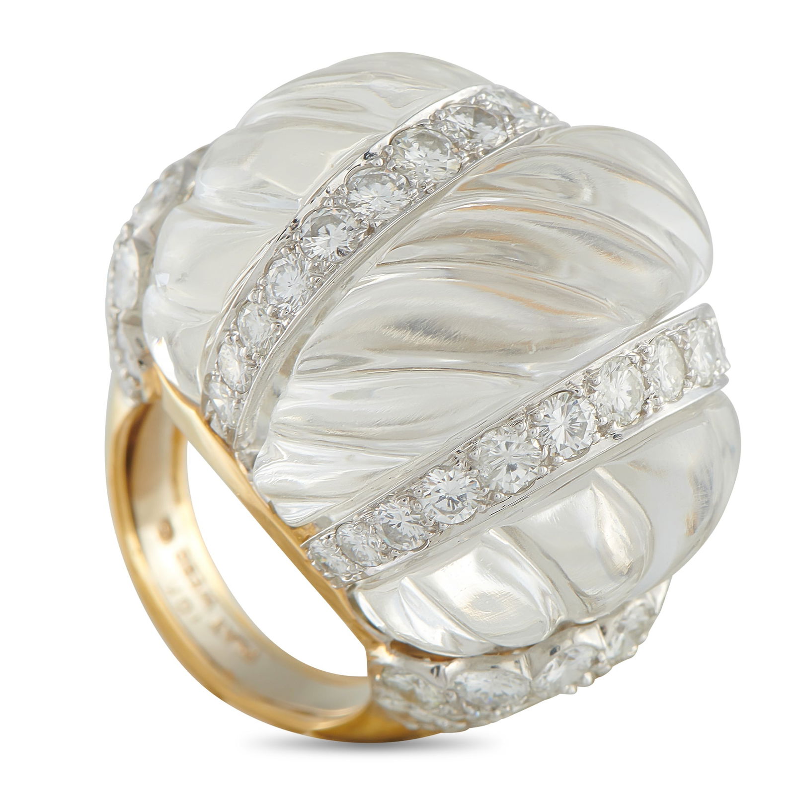David Webb 18K Yellow Gold 4.0ct Diamond and Rock Crystal Ring (1 of 5)