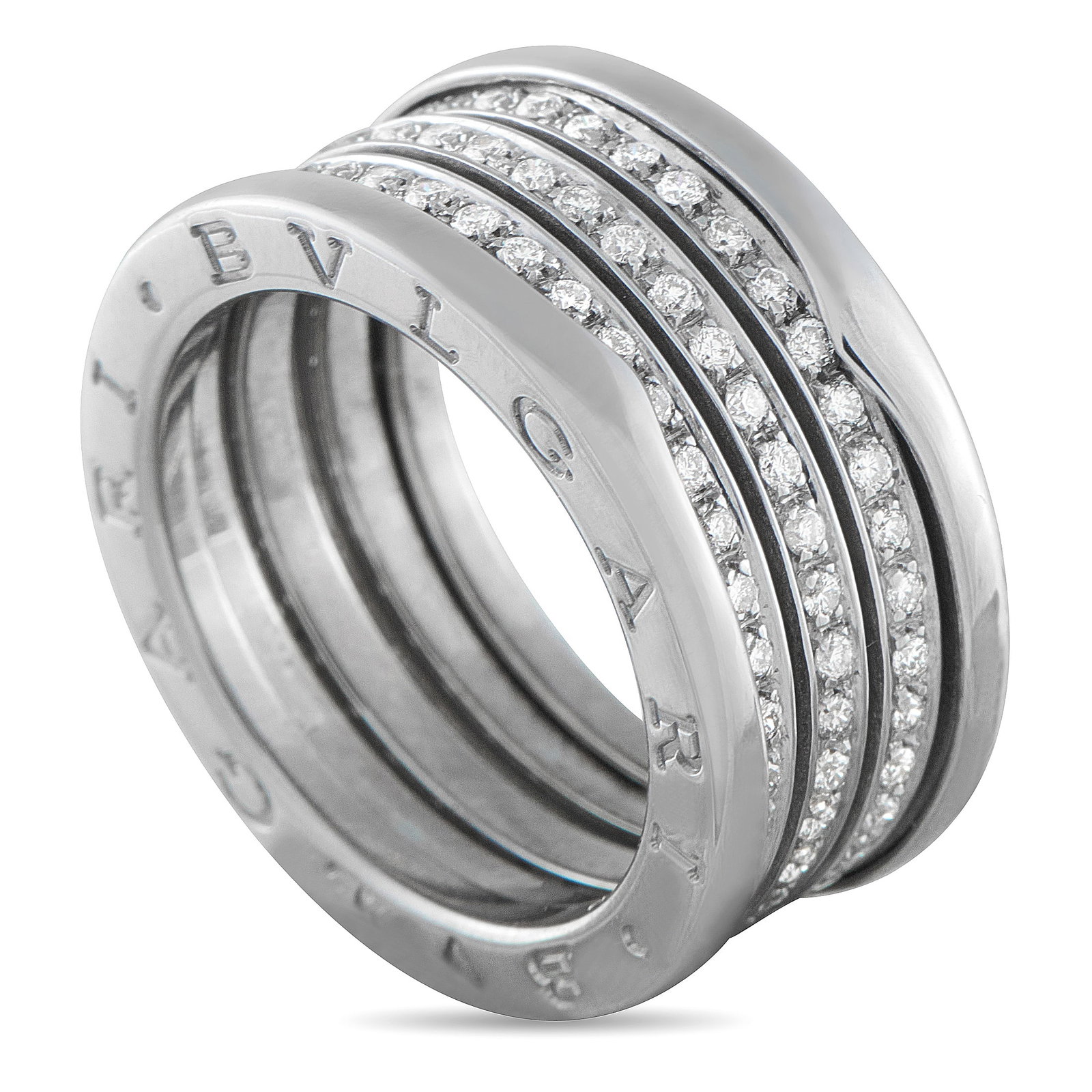 Bvlgari B.zero1 18K White Gold Diamond 3-Row Ring (1 of 4)