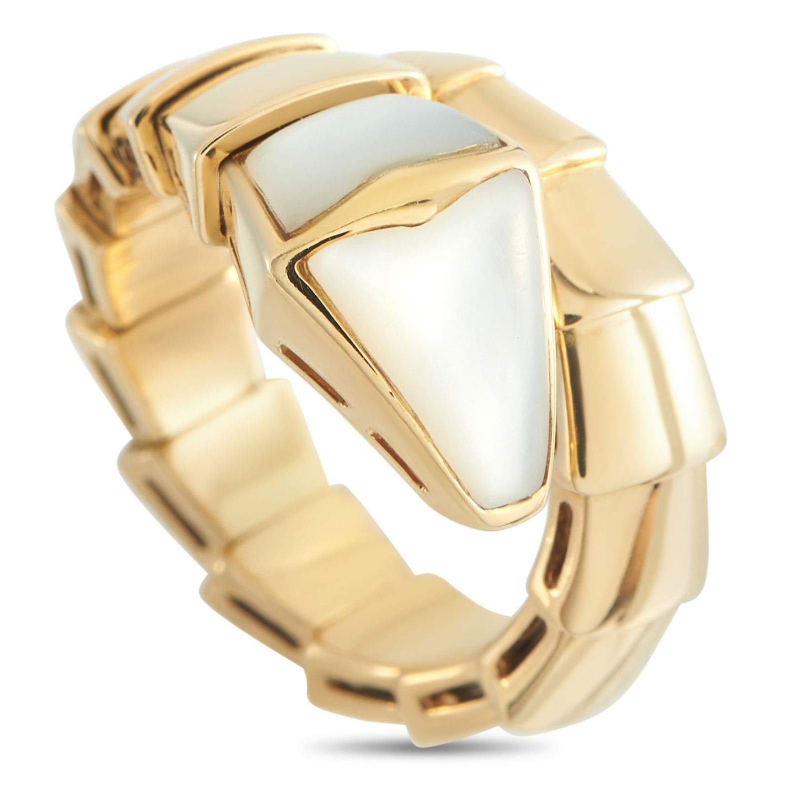 Bvlgari Serpenti 18K Yellow Gold Mother of Pearl Ring (1 of 4)