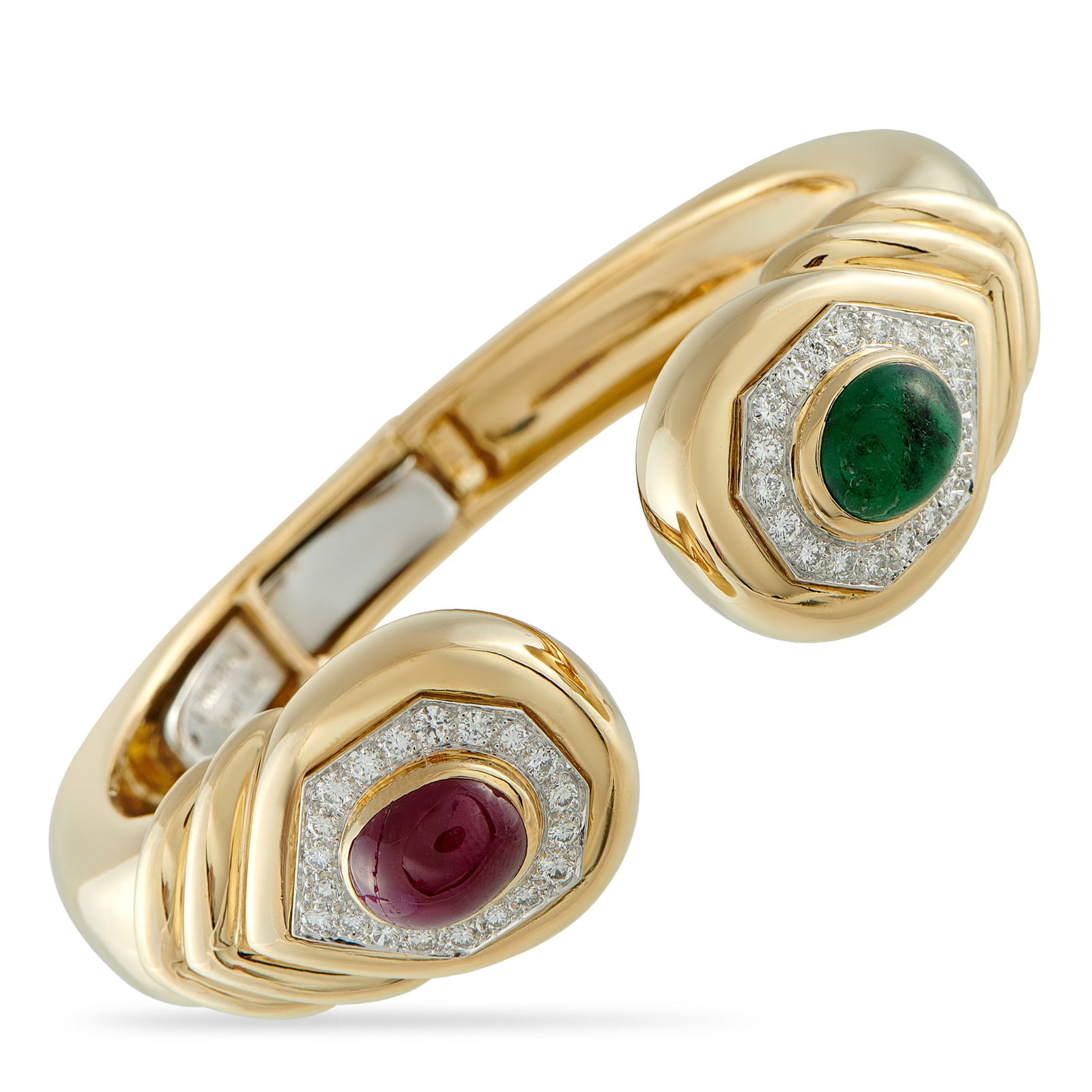 David Webb 18K Yellow Gold 1.20ct Diamond, Ruby, and Emerald Bracelet (1 of 3)