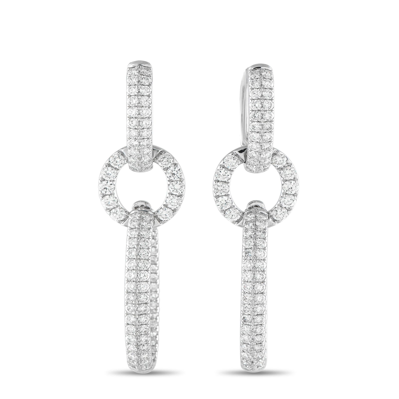 Exclusive 18K White Gold 3.85ct Diamond Dangle Earrings (1 of 5)