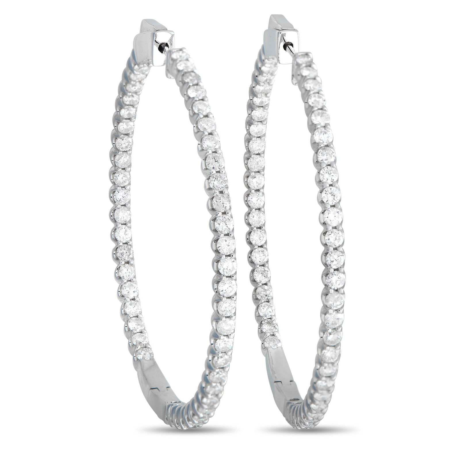 Exclusive 14K White Gold 3.35ct Diamond Inside-Out Hoop Earrings (1 of 3)