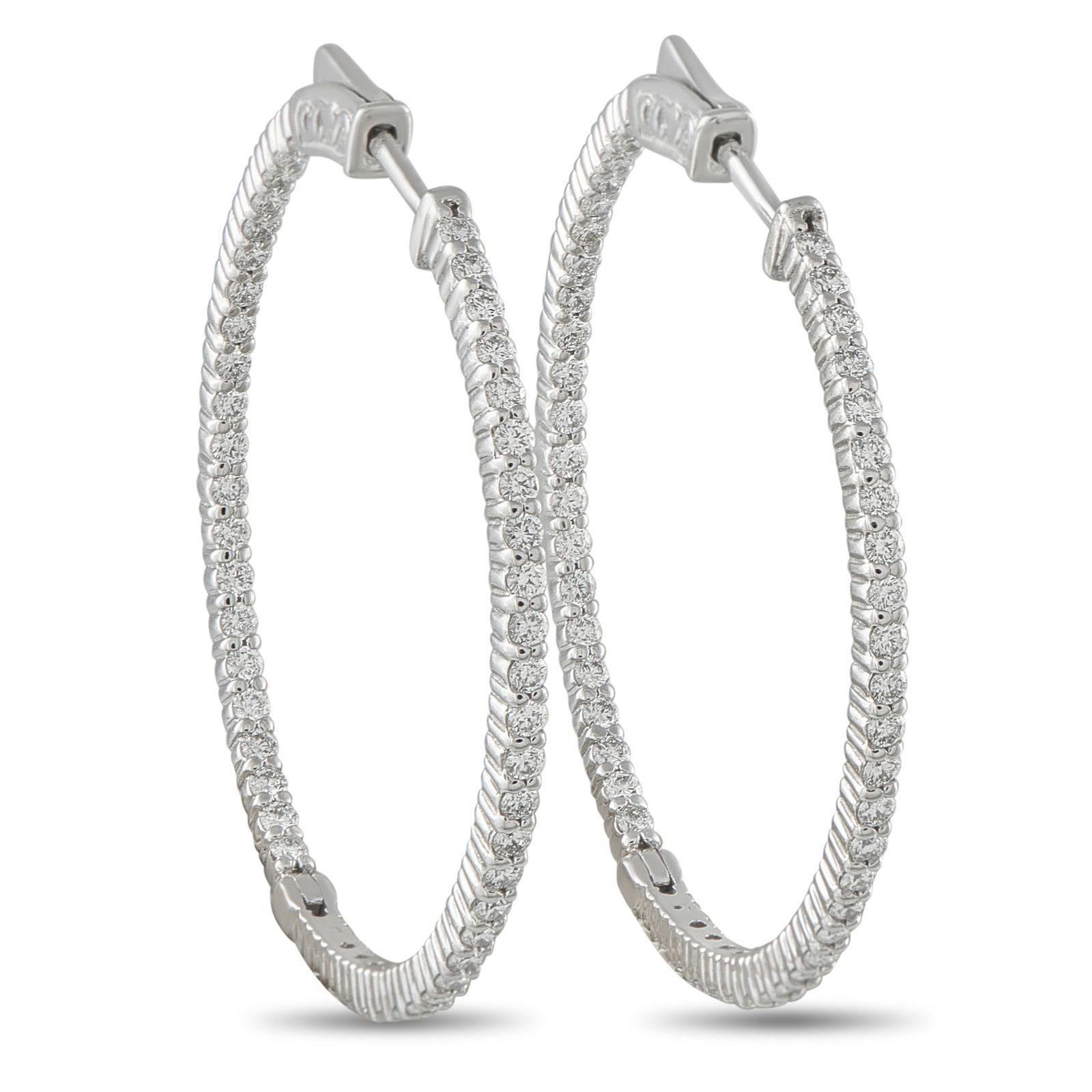 Exclusive 14K White Gold 2.0ct Diamond Inside-Out Hoop Earrings (1 of 4)