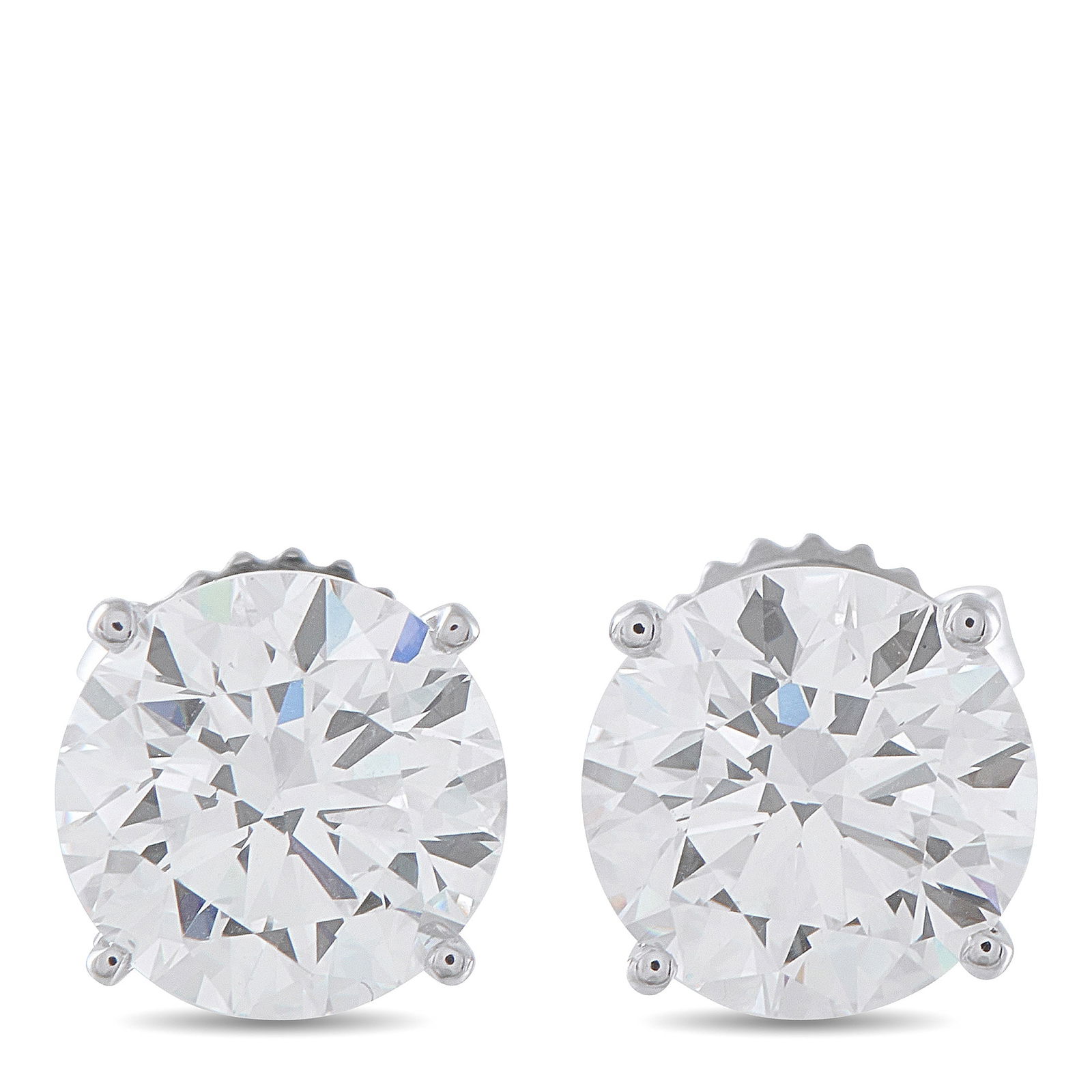 Exclusive 14K White Gold 4.50ct Lab-Grown Diamond Stud Earrings: Lab Grown Diamonds with a total weight of 4.50 carats provide these simple stud earrings with undeniable elegance. Chic enough for any occasion, they come complete with a simple 14K White Gold 4-prong