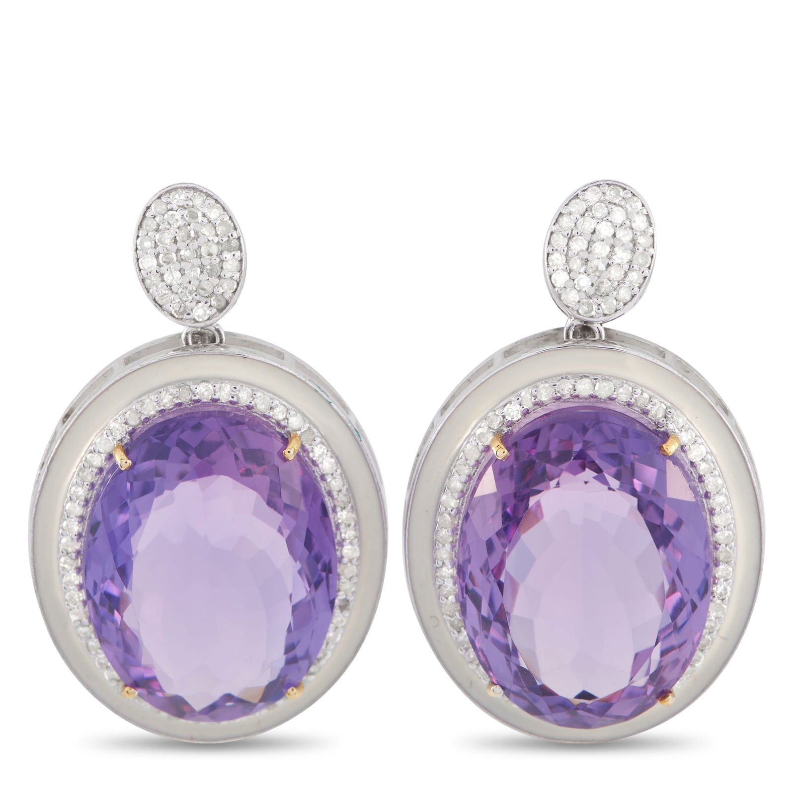 Exclusive 14K Yellow Gold and Silver 1.0ct Diamond and Amethyst Earrings (1 of 3)