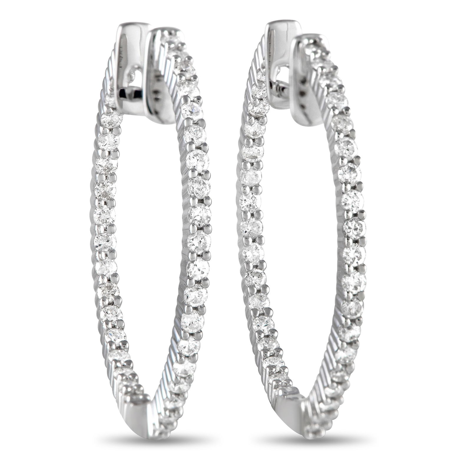 Exclusive 14K White Gold 1.0ct Diamond Inside-Out Hoop Earrings: These subtle and sleek hoops can easily transition from work to date nights. They’re exquisitely crafted in cool white gold with brilliant diamonds tracing their outer front edge and inner back edge
