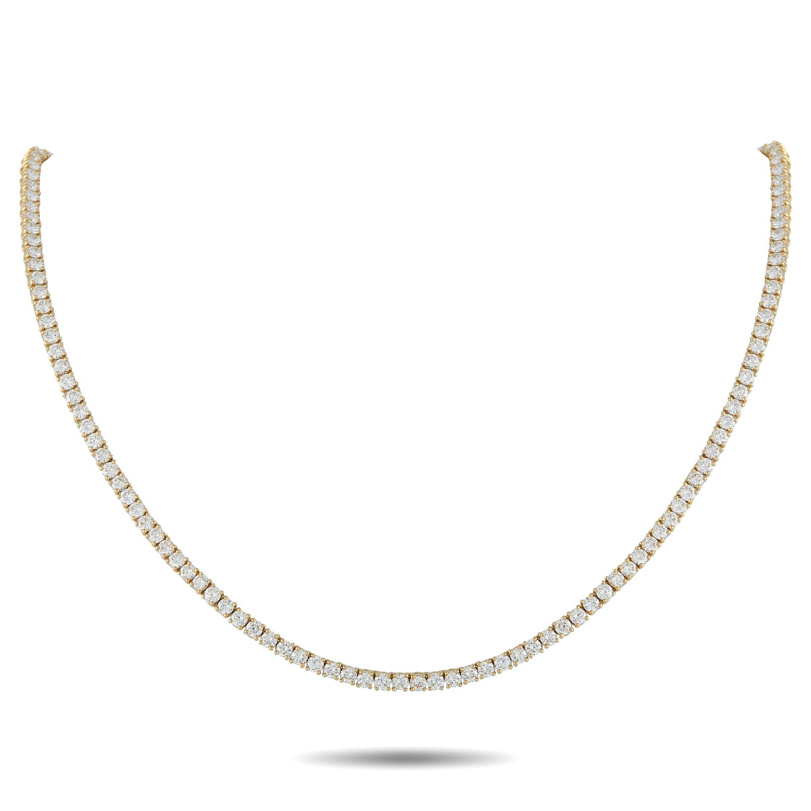 Cartier 18K Yellow Gold 10.89ct Diamond Tennis Necklace: A series of sparkling Diamonds totaling 10.89 carats make this Cartier tennis necklace a stunning addition to any ensemble. Ideal for anyone with a minimalist aesthetic, it’s crafted from 18K Yellow