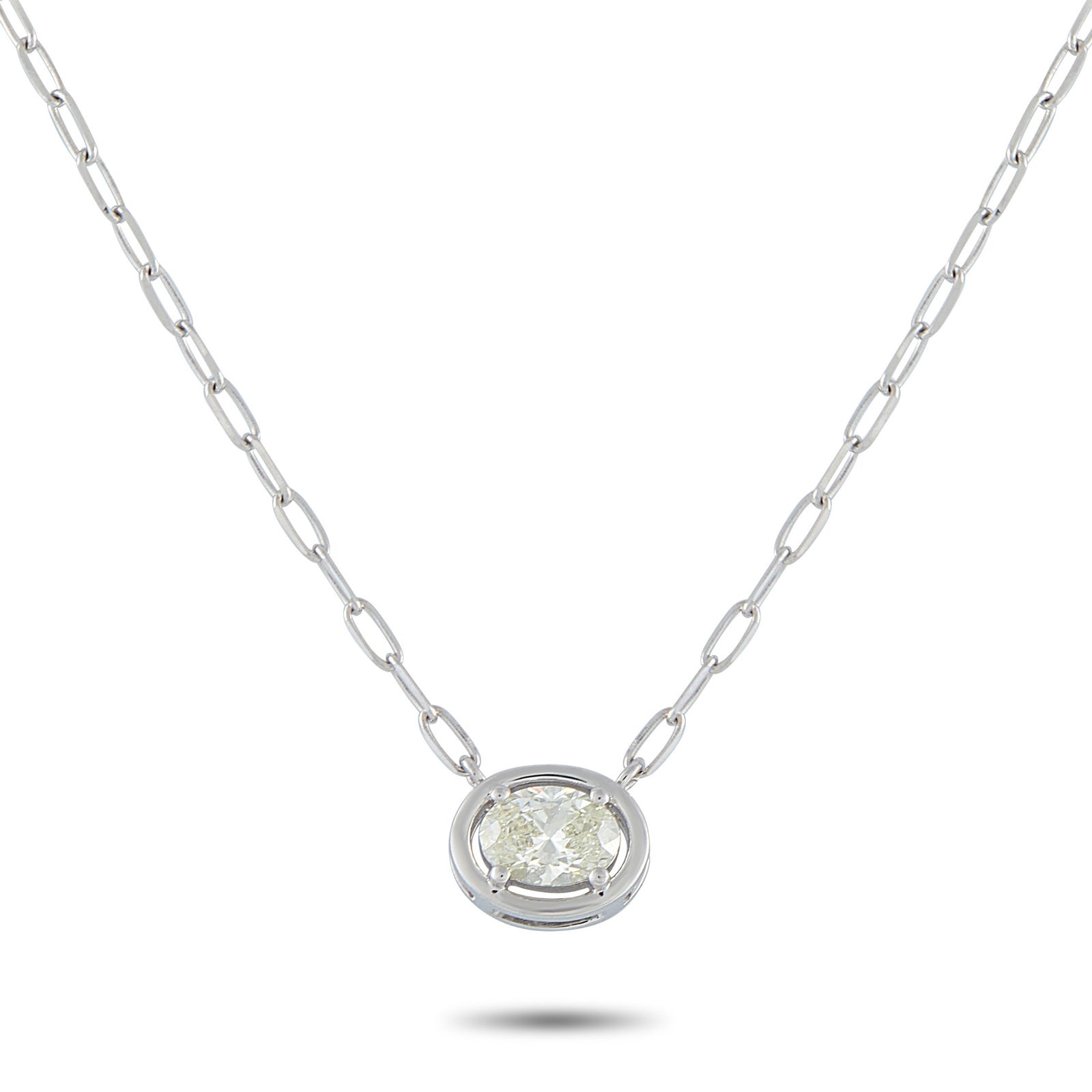 Exclusive 18K White Gold 0.93ct Diamond Solitaire Necklace (1 of 4)