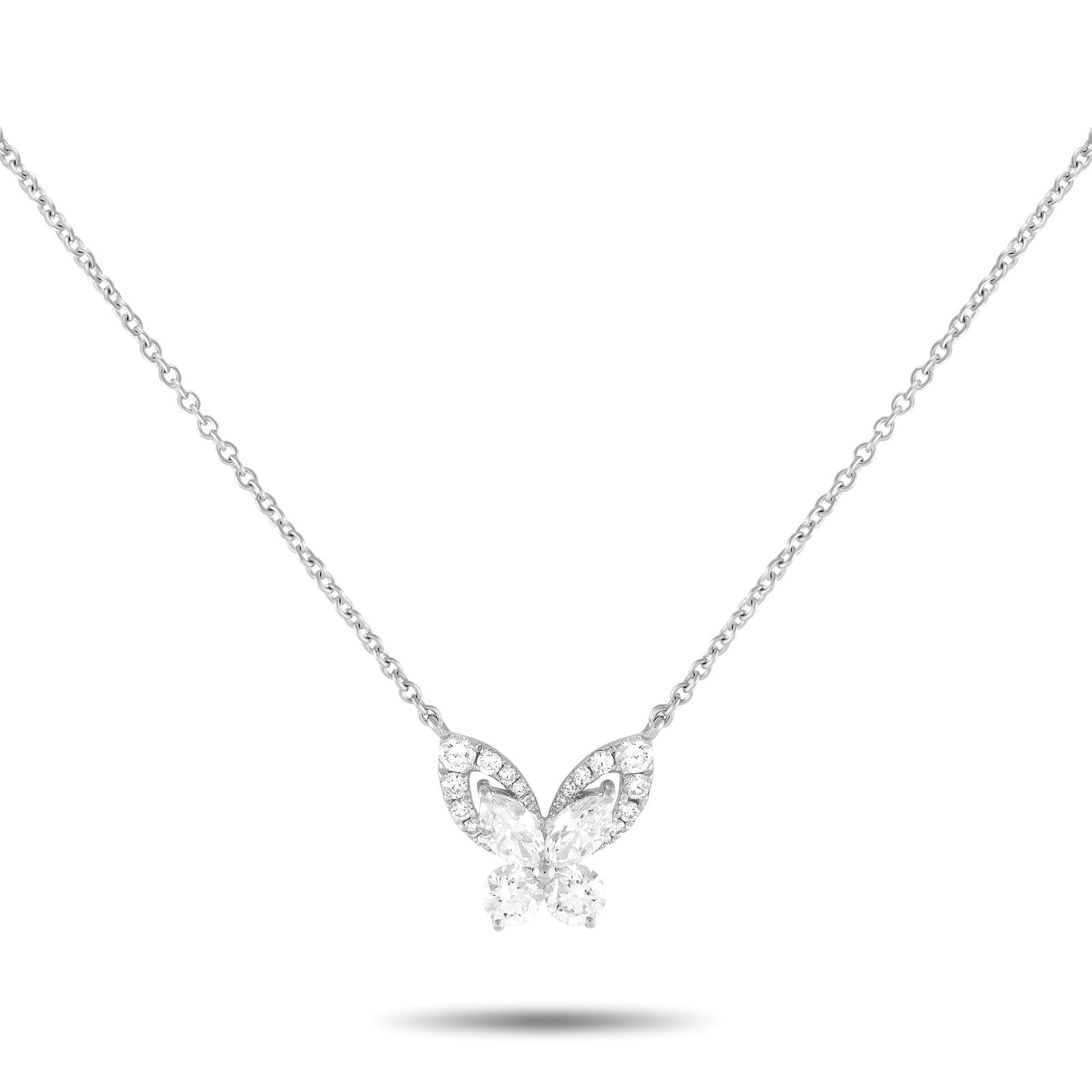 Exclusive 18K White Gold 1.30ct Diamond Butterfly Necklace (1 of 3)
