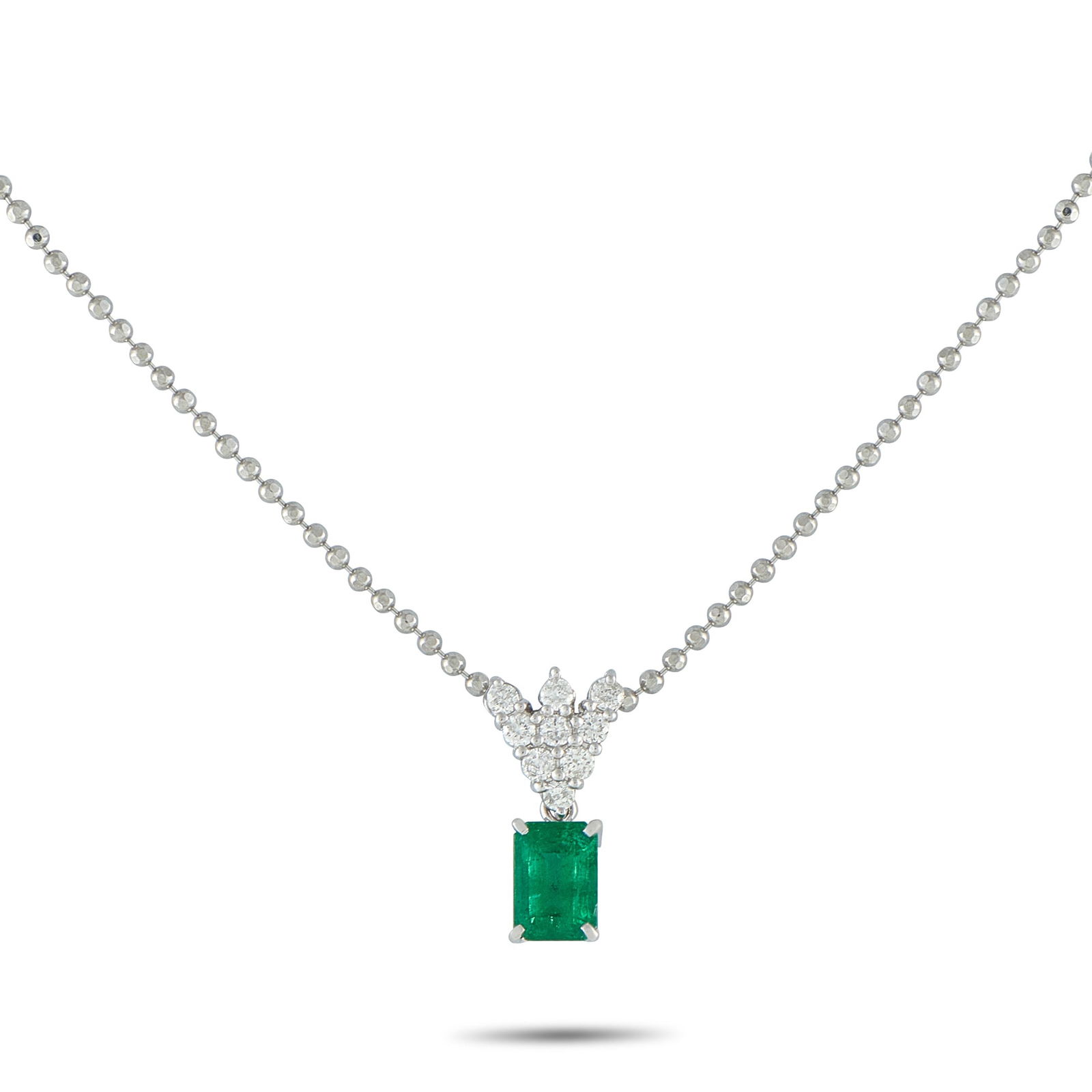 Exclusive Platinum 0.30ct Diamond and Emerald Pendant (1 of 4)