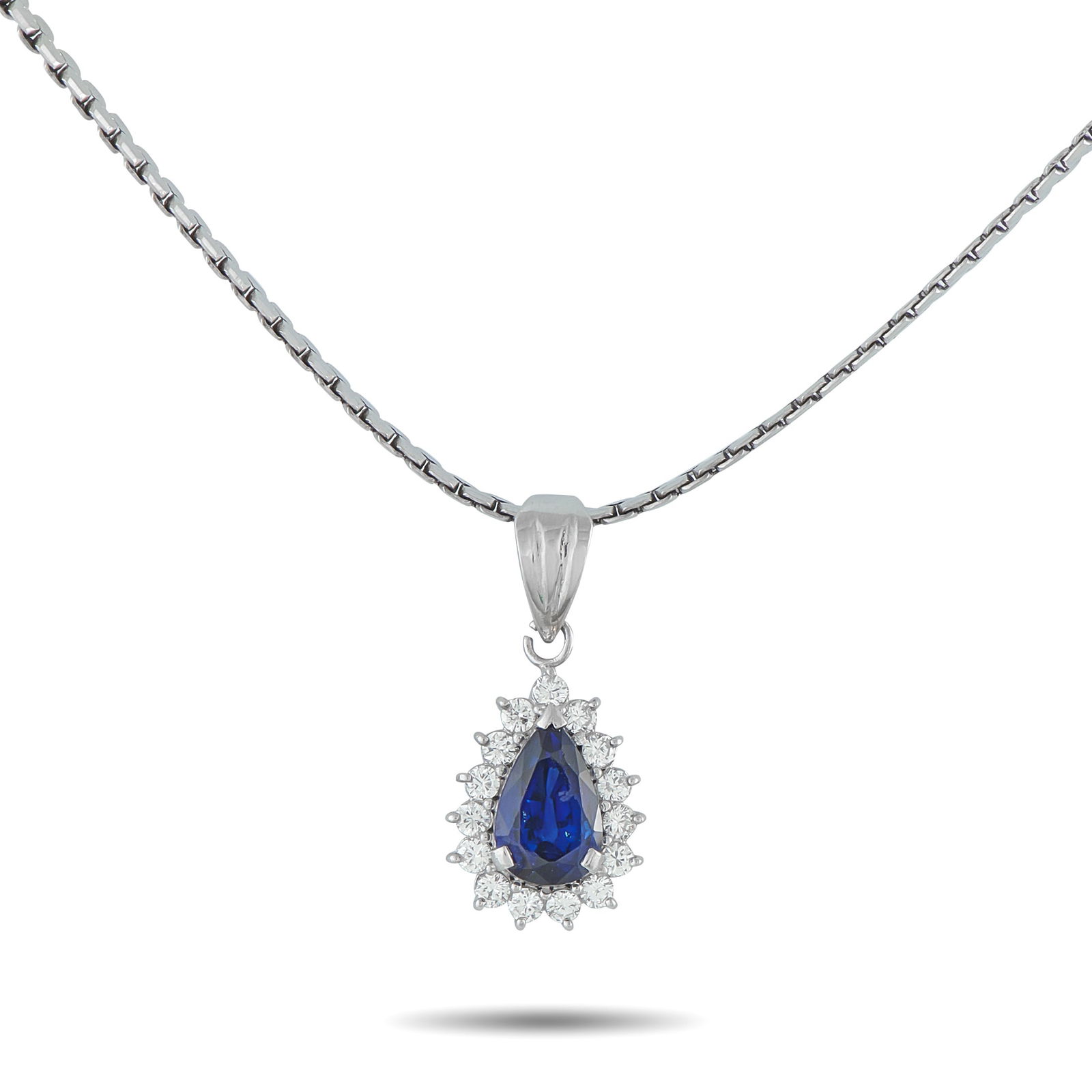 Exclusive Platinum 0.25ct Diamond and Sapphire Pendant (1 of 4)