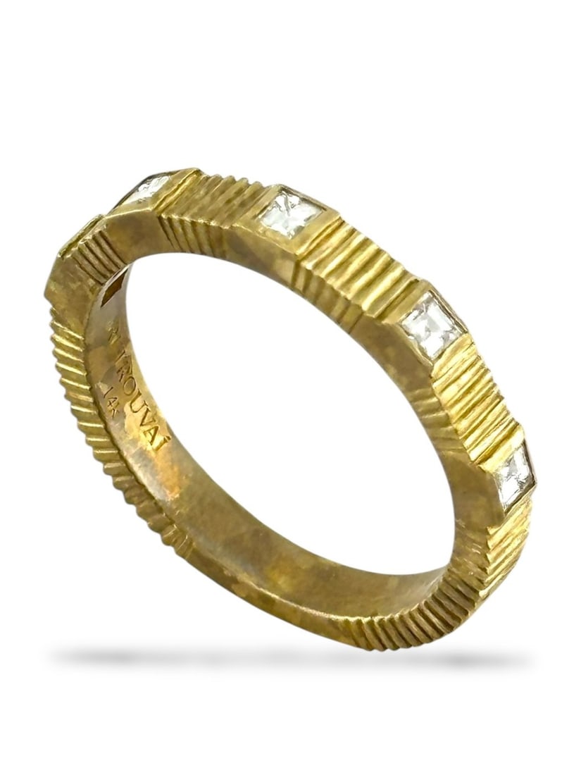 Other brand - Ring - 14 kt. Yellow gold, 14K Yellow Gold Ring with Princess Cut Diamonds - 0.30ct. (1 of 6)