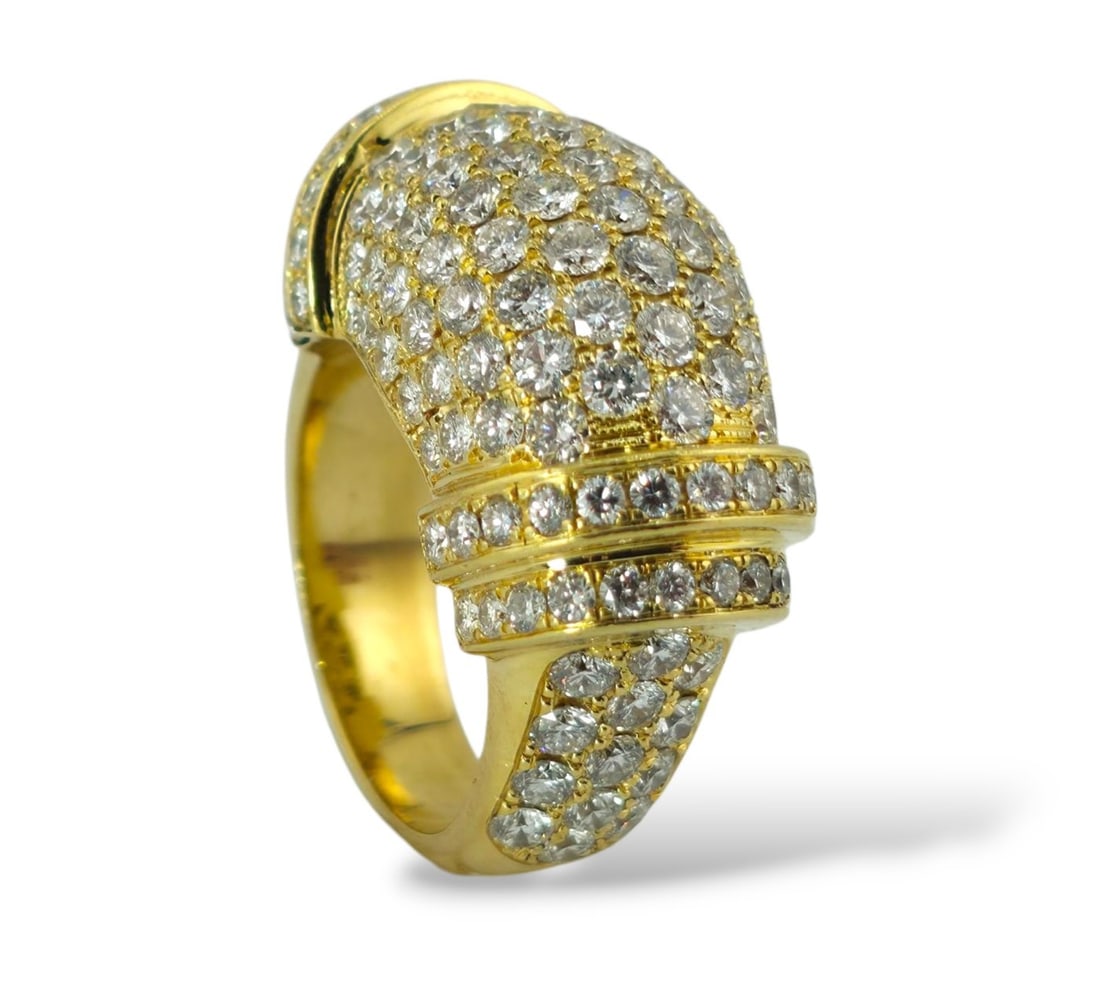 Ring - 18 kt. Yellow gold, Brilliant 18K Yellow Gold Ring Set with 150 Sparkling Diamonds, 3.75 (1 of 8)