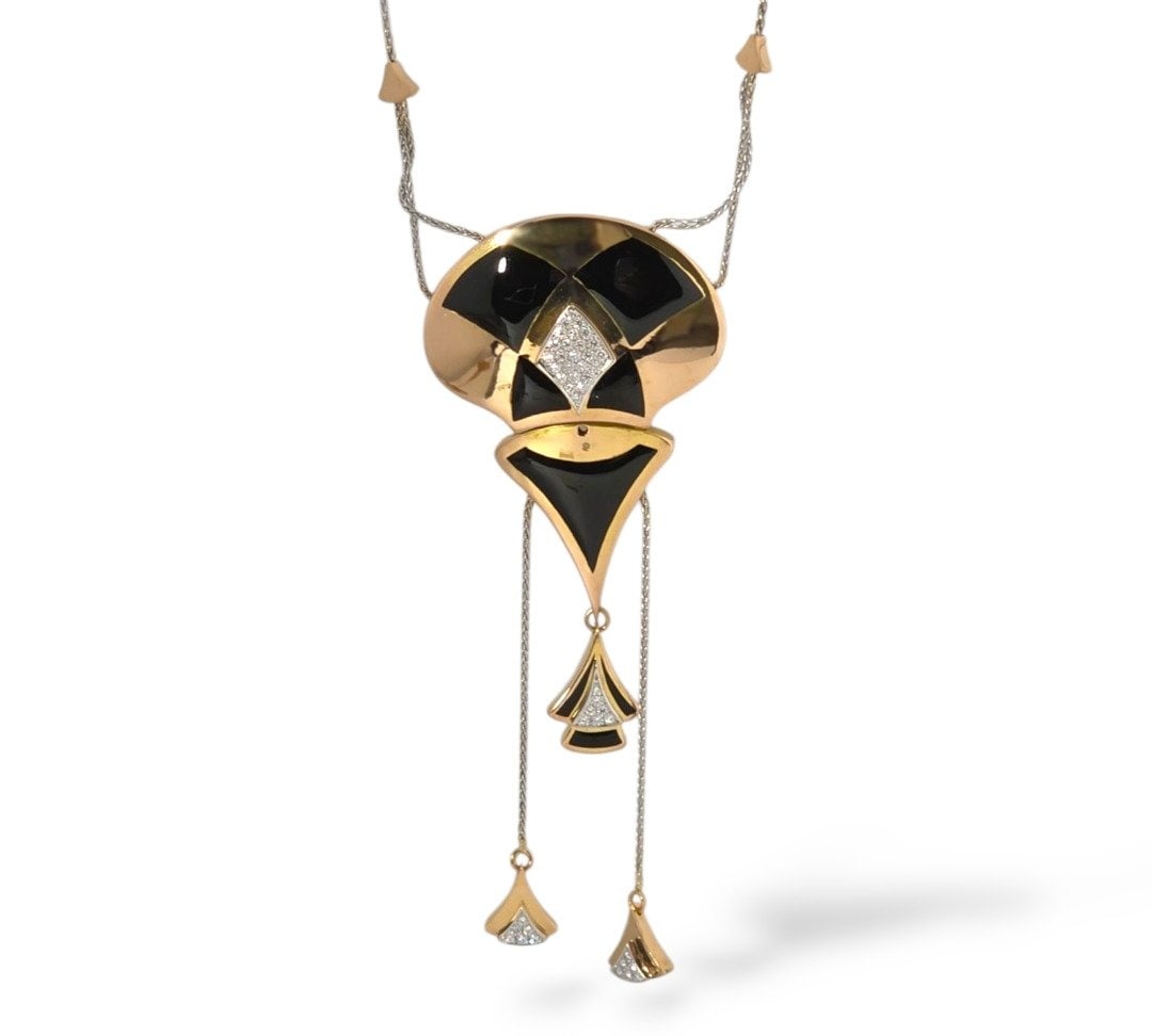 Necklace - 18 kt. Yellow gold, Cesare De Vecchi Italy 18K Gold and Diamond Necklace - 0.44ct. tw. (1 of 8)