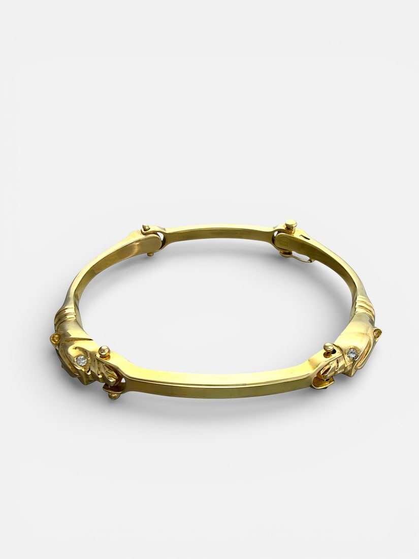 Other brand - Bracelet - 14 kt. Yellow gold, Exclusive 14K Yellow Gold 0.12ct Diamond Cheetah Head (1 of 6)