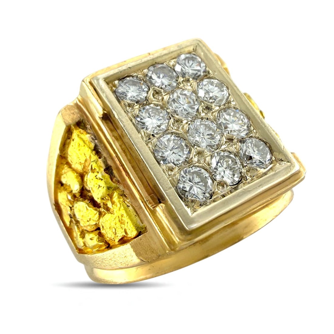 Ring - 14 kt. Yellow gold, Exclusive Vintage 14K Rose and Yellow Gold 1.20ct Diamond Cocktail Ring, (1 of 6)