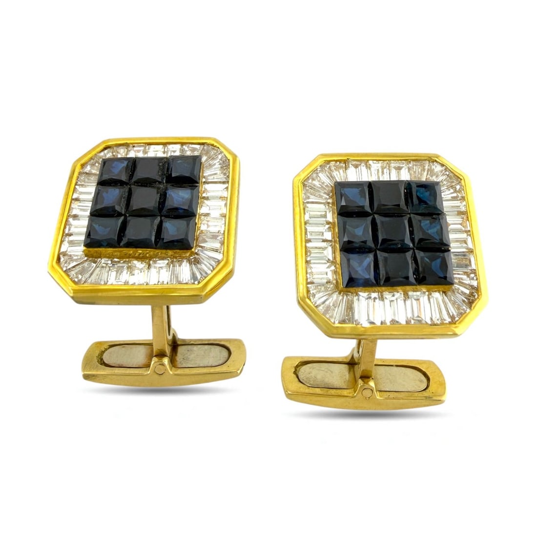 Cartier - Cufflinks - 18 kt. Yellow gold, Exclusive Cartier 18K Yellow Gold 4.50ct Sapphire (1 of 7)