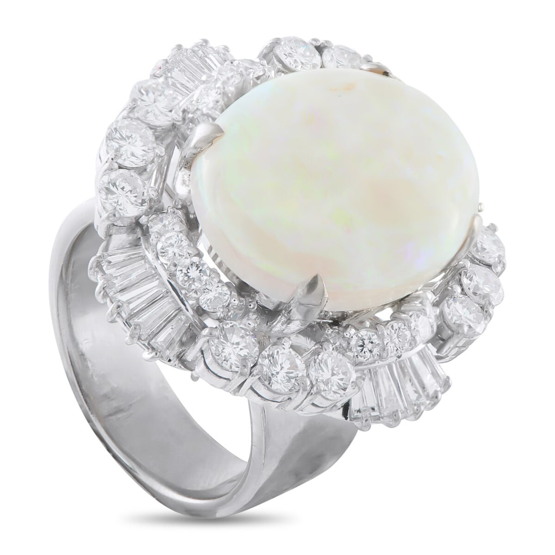 14K White Gold 3.0ct Diamond and Opal Ring (1 of 3)