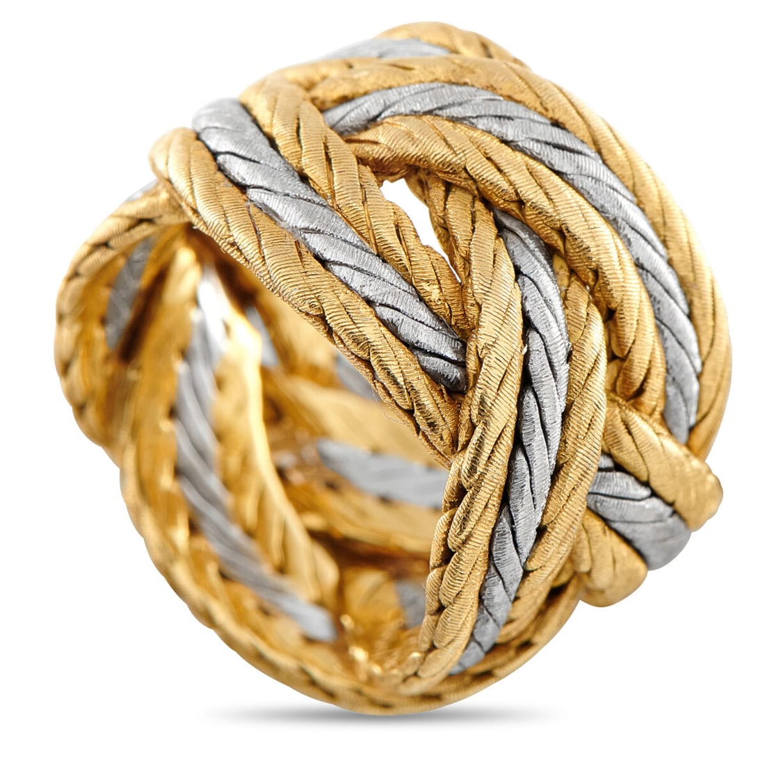 BUCCELLATI 18K Yellow and White Gold Braided Three-Band Ring (1 of 4)