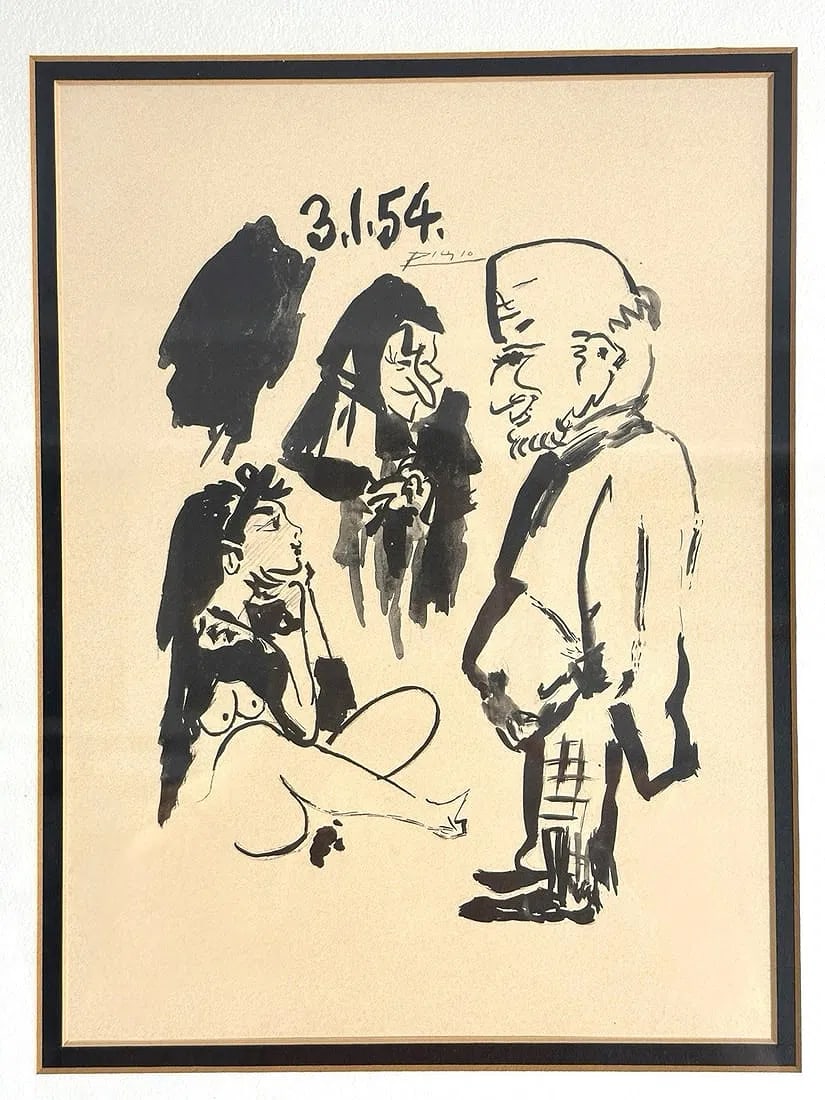 Signed Pablo Picasso “La Comédie Humaine” Series Lithograph, 1954, Framed: Signed Pablo Picasso “La Comédie Humaine” Series Lithograph, 1954, Framed One of only signed original lithograph from Pablo Picasso’s celebrated "La Comédie Humaine" series, dated January