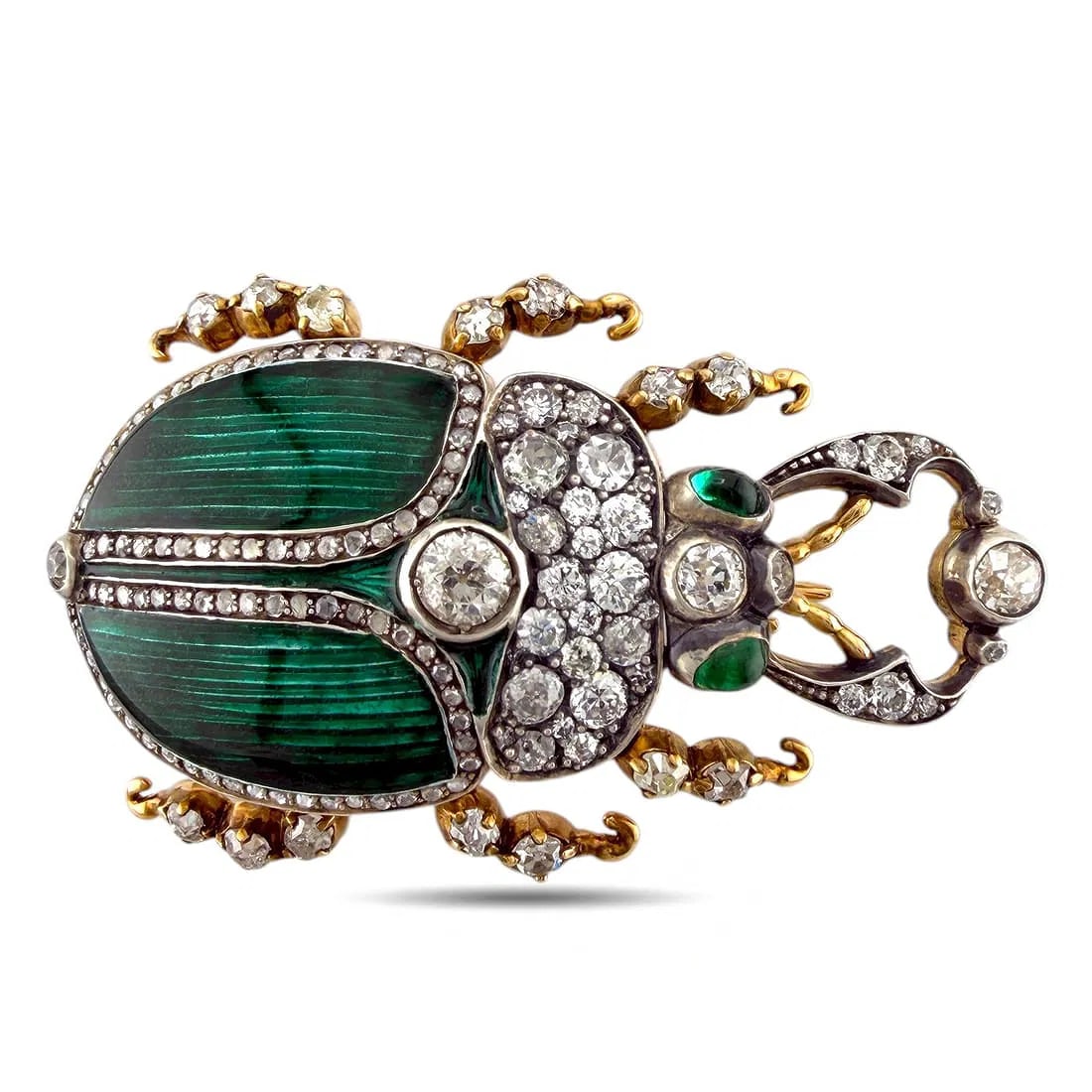 Imperial Russian 56K Gold, Enamel & 4.10ct Diamond Stag Beetle Brooch: Imperial Russian 56K Gold, Enamel & 4.10ct Diamond Stag Beetle Brooch Imperial Russian 56K Gold, Enamel & 4.10ct Diamond Stag Beetle Brooch A magnificent Imperial Russian brooch designed in the form o