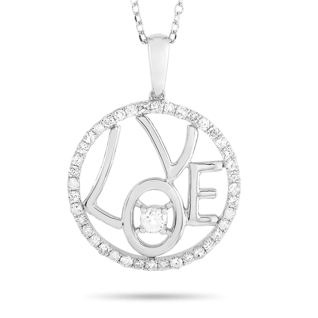 14K White Gold 0.30 ct Diamond Pendant Necklace: 14K White Gold 0.30 ct Diamond Pendant Necklace is crafted from 14K white gold and weighs 2.2 grams. It is presented with a 16” chain and boasts a pendant that measures 0.75” in length and