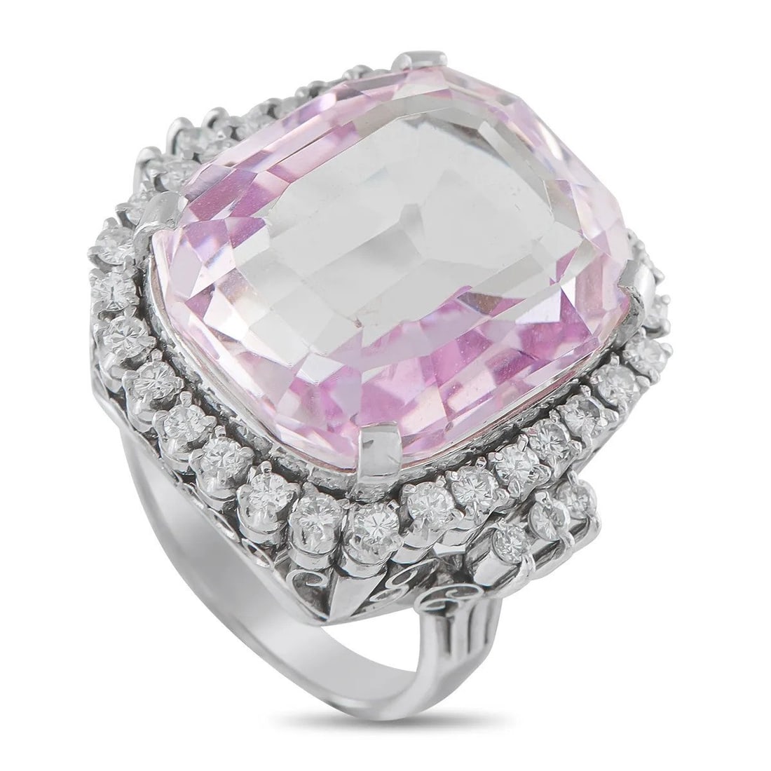 Platinum 0.80ct Diamond and Kunzite Ring (1 of 5)