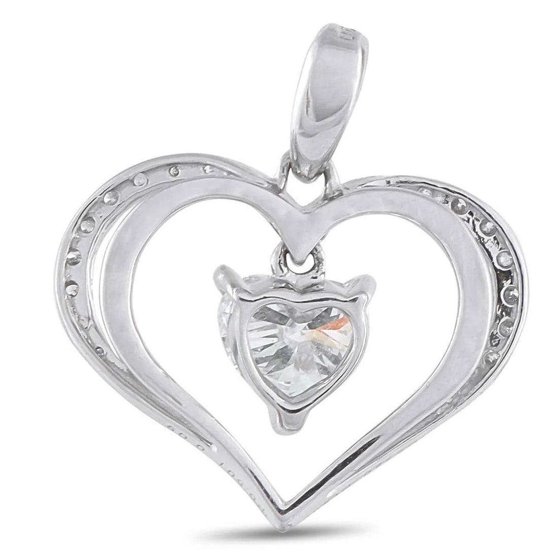 Platinum 0.59ct Diamond Heart Pendant - 2