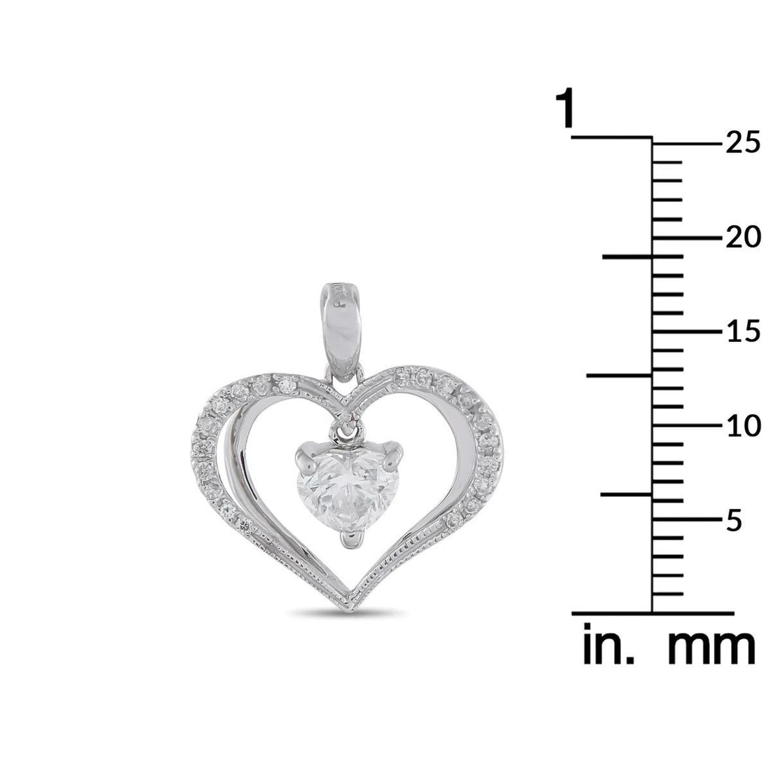Platinum 0.59ct Diamond Heart Pendant - 3