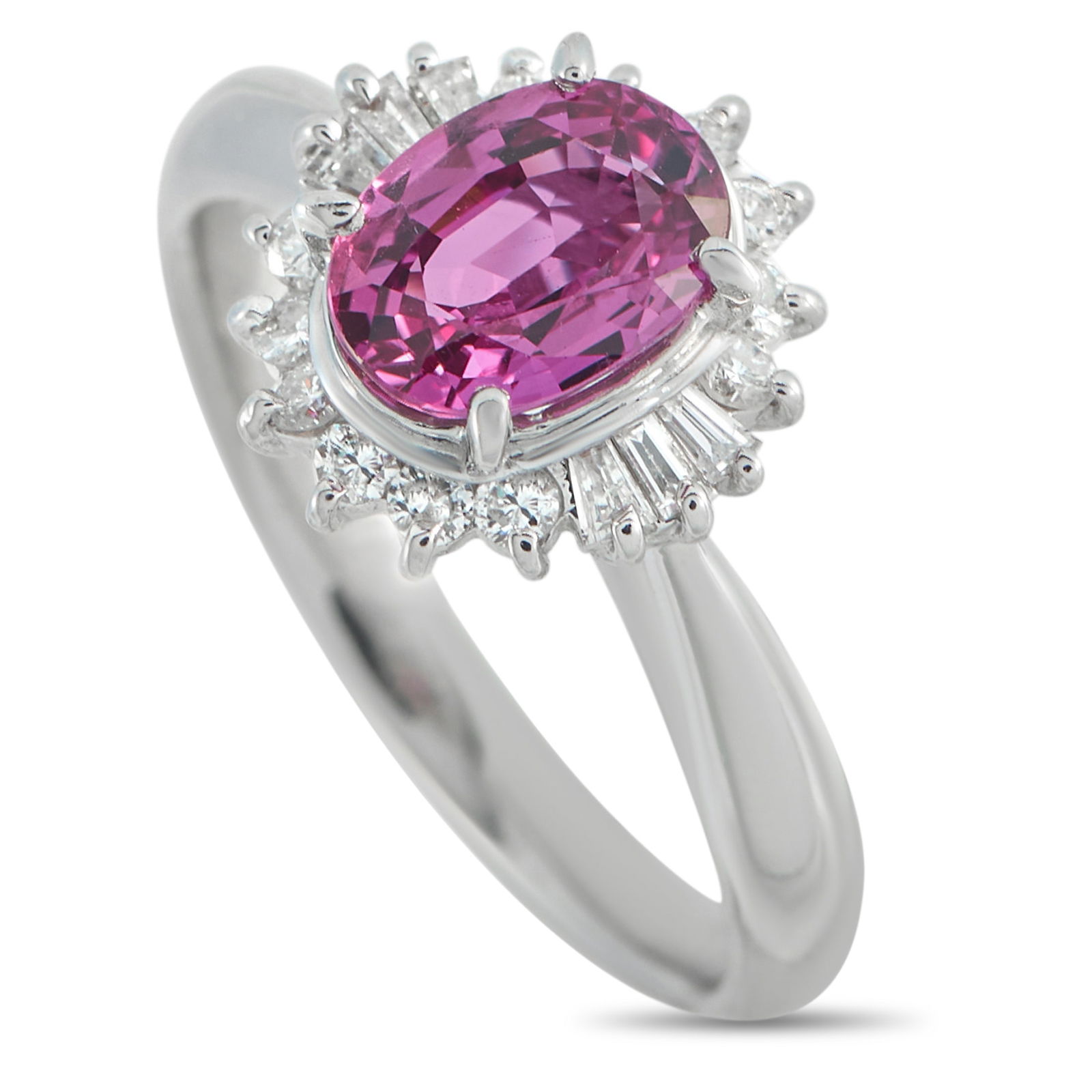 Platinum 0.29ct Diamond and Pink Sapphire Ring (1 of 4)