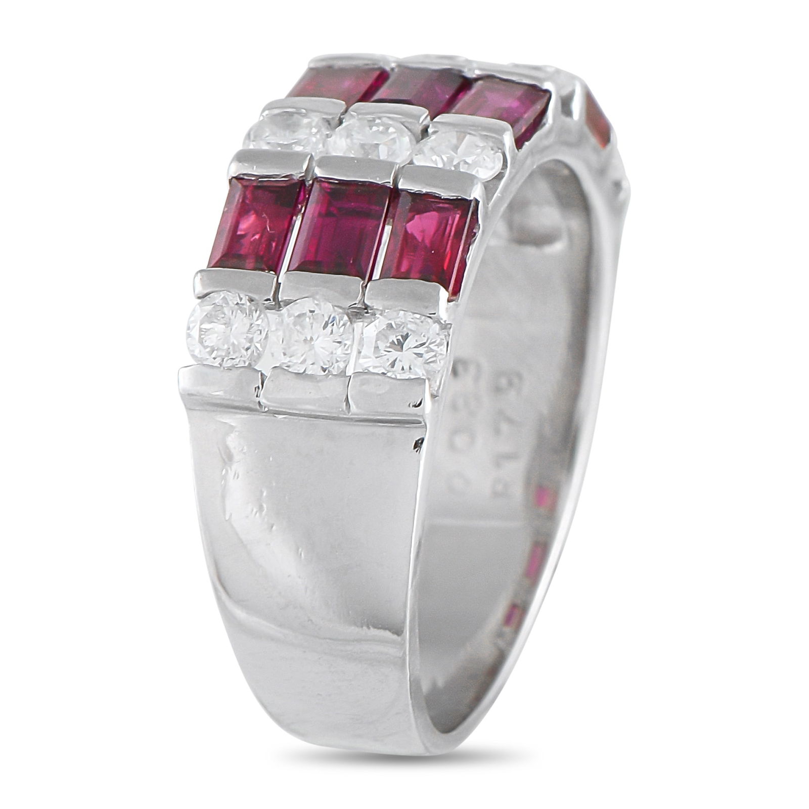 Platinum 0.83ct Diamond and Ruby Ring - 2