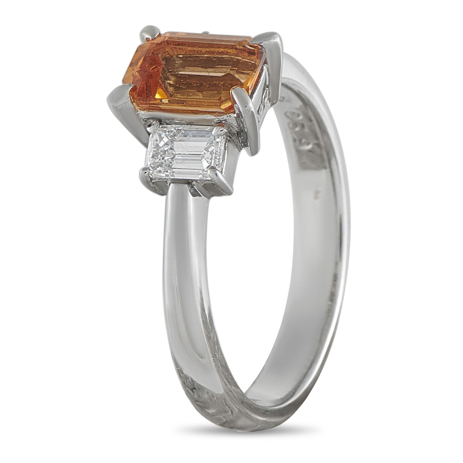 Platinum 0.59ct Diamond and Imperial Topaz Ring - 2