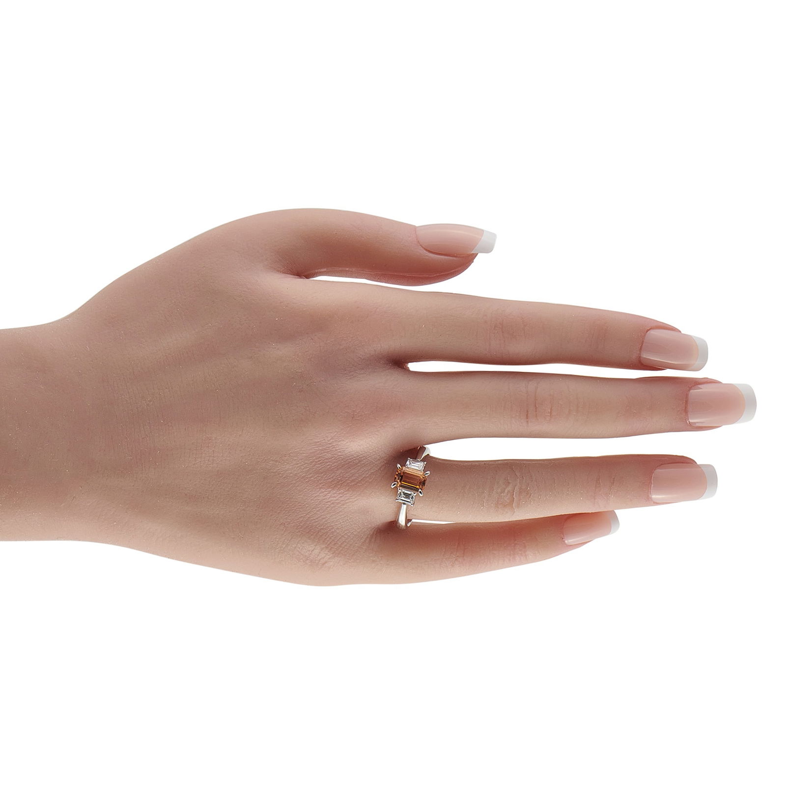 Platinum 0.59ct Diamond and Imperial Topaz Ring - 3