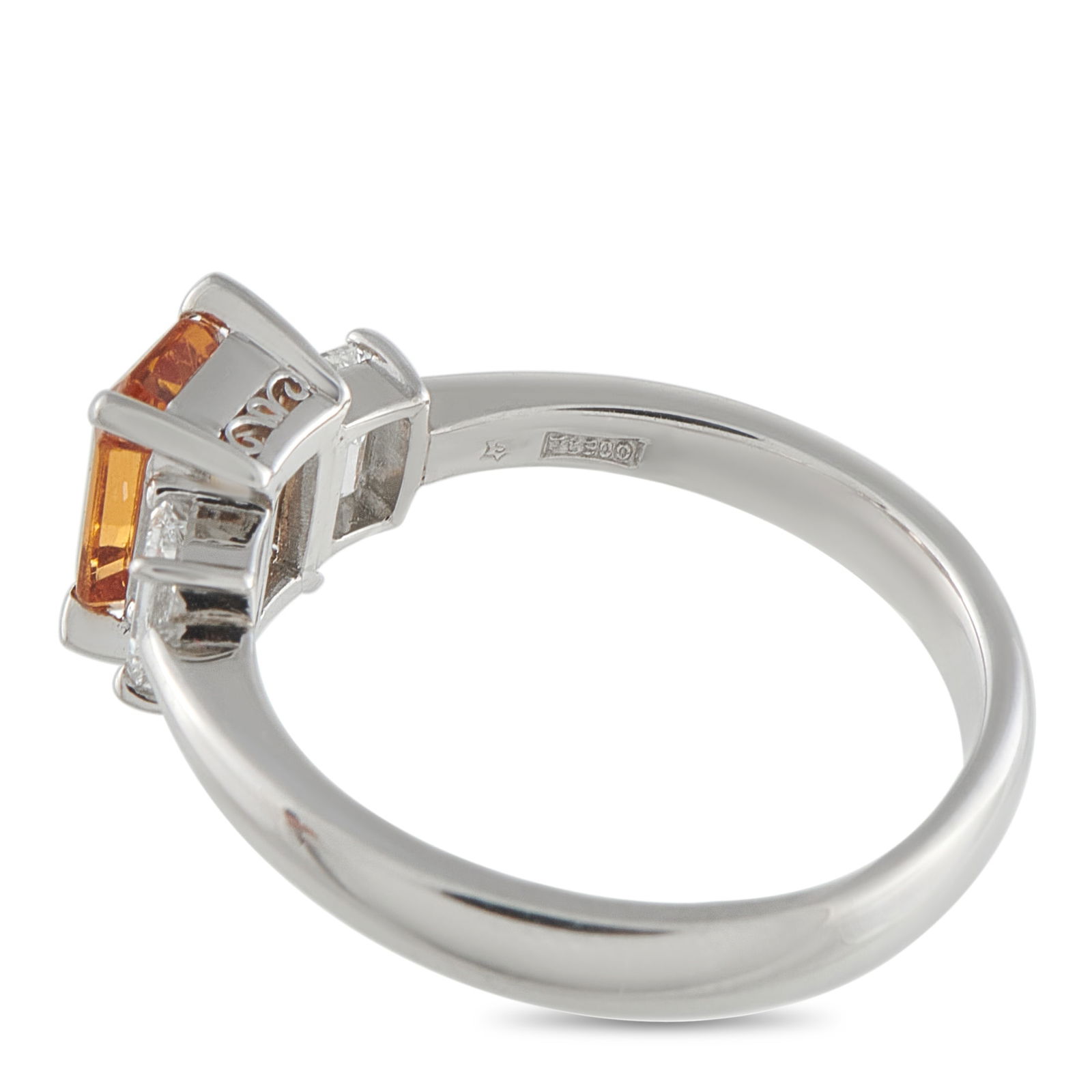 Platinum 0.59ct Diamond and Imperial Topaz Ring - 4
