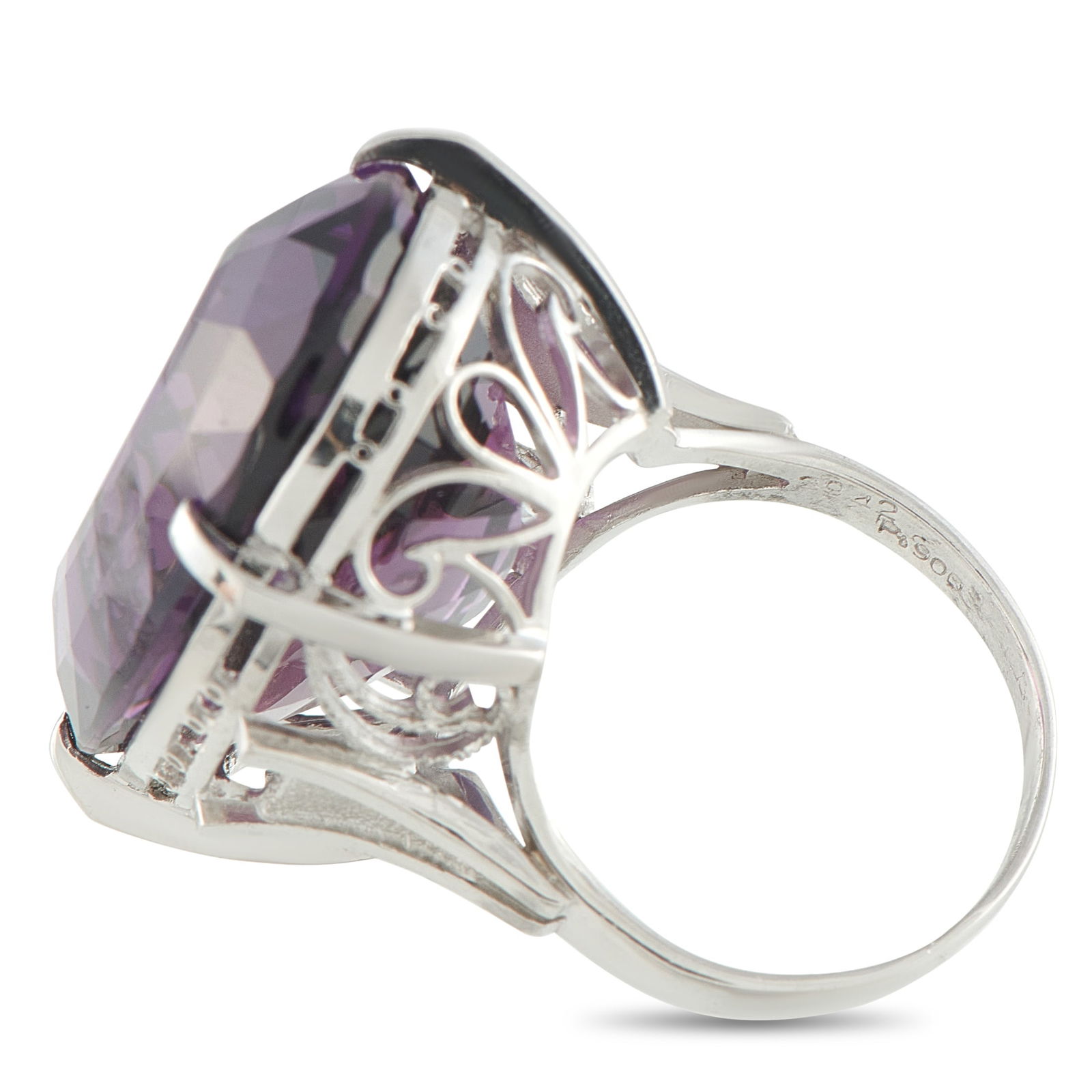 Platinum Amethyst Ring - 4