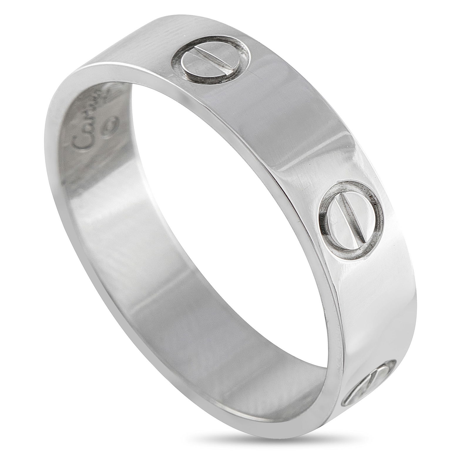 Cartier LOVE 18K White Gold Ring: This Cartier LOVE ring is an iconic accessory that is ideal for anyone who appreciates quiet luxury. Crafted from 18K White Gold, the simple, elegant design features the collection’s iconic screw mo
