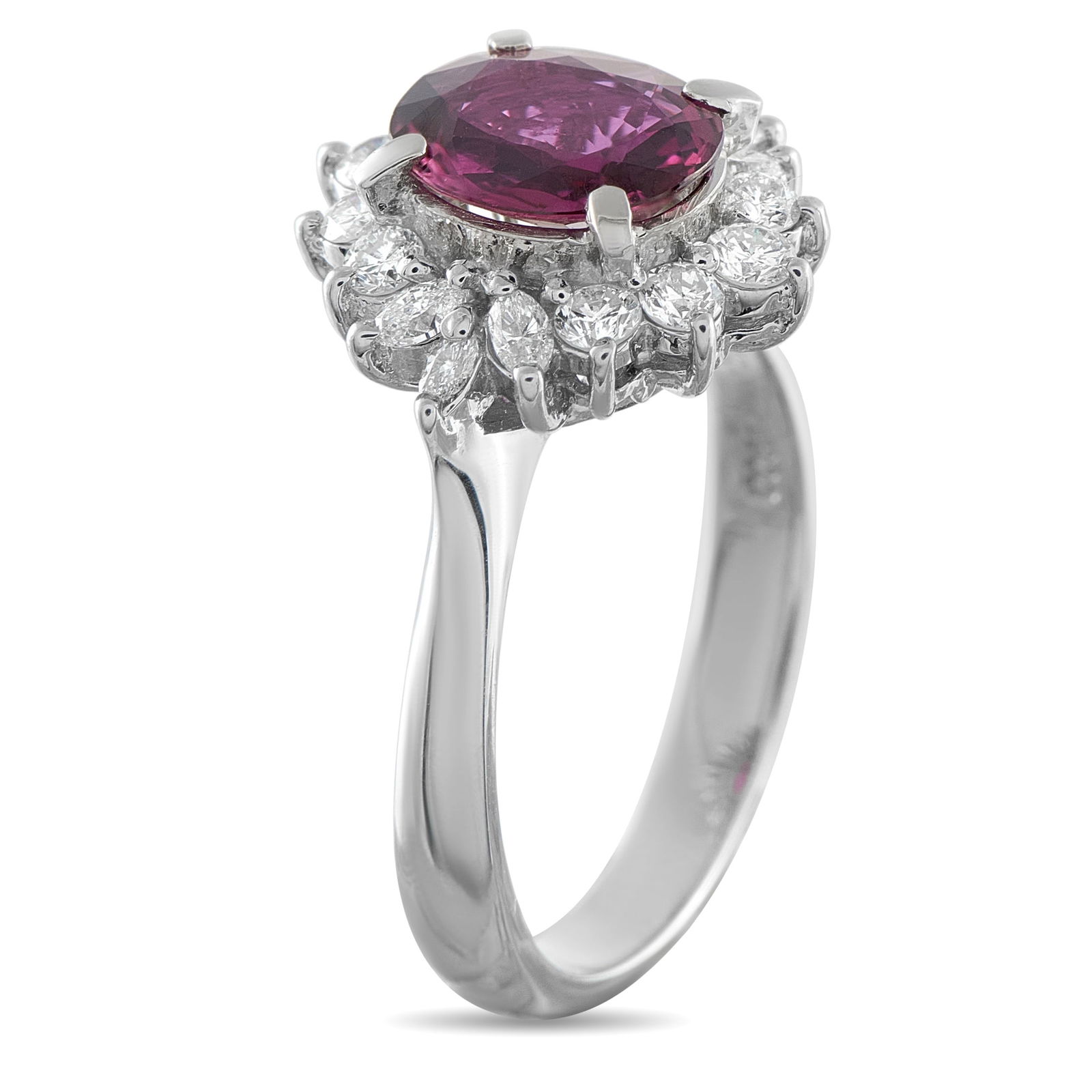 Platinum 0.63ct Diamond and Ruby Ring - 2