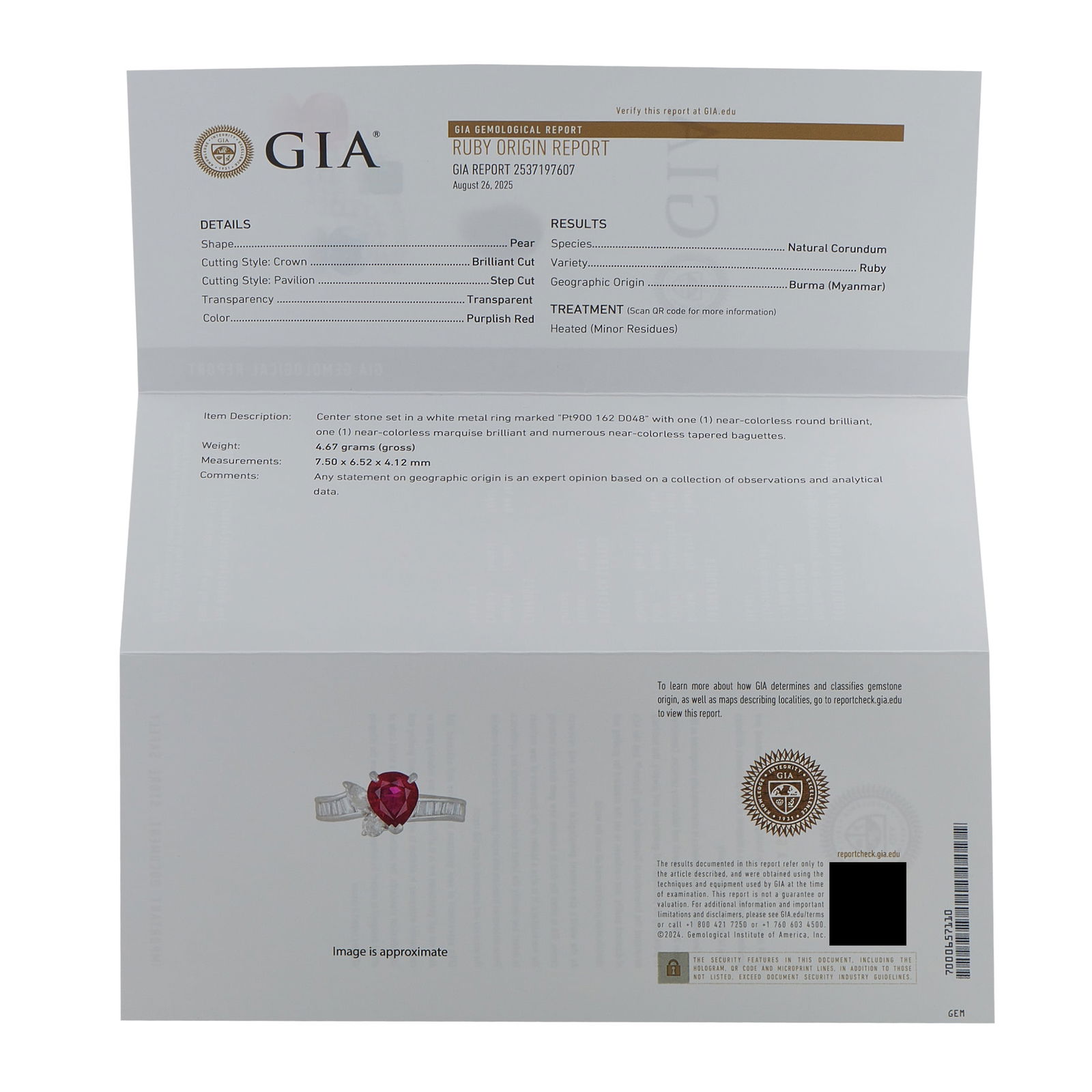 Platinum 0.48ct Diamond and Ruby Ring - 5