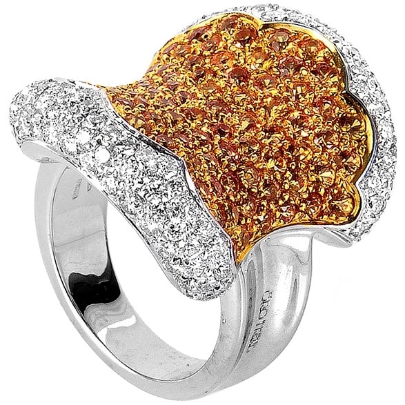 Oro Trend 18K White Gold Yellow Sapphire and Diamond Ring: This ring from Oro Trend is fabulous and shines with diamonds. It is made of 18K white gold and features ~1.87ct of diamonds and ~3.60ct of yellow sapphires. The ring is a size 7.25. Diamond Carat - 1
